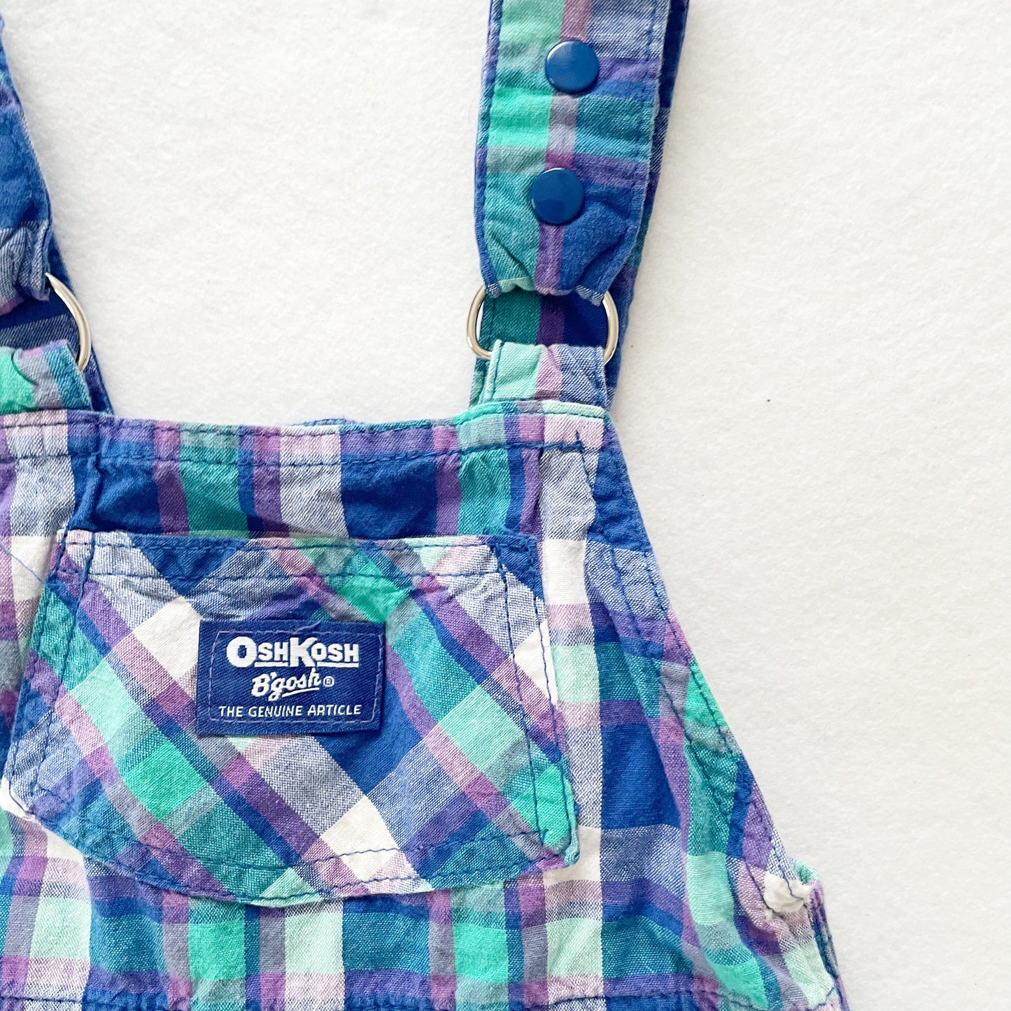 OshKosh Turquoise Plaid Shortalls