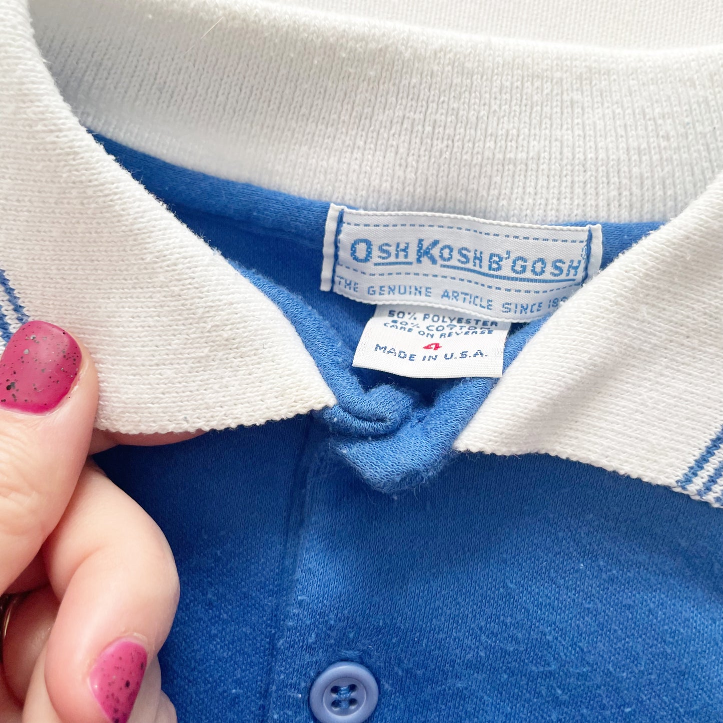 OshKosh Royal Blue Polo Shirt - Yellow Clover Vintage Kids Clothes