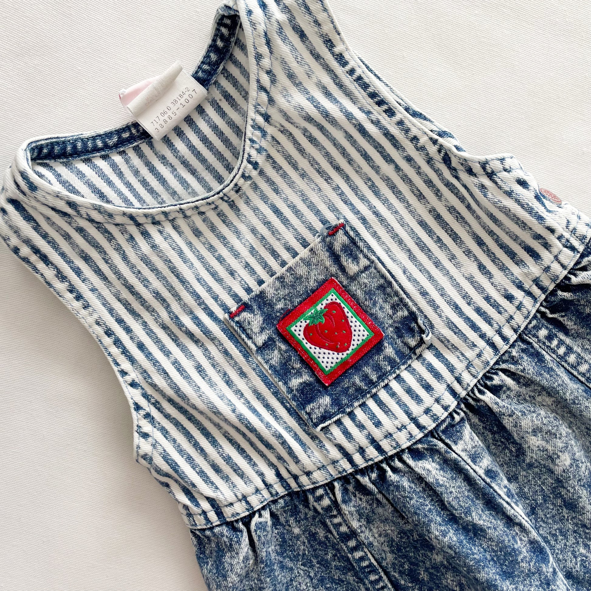 Levi’s Acid Wash Strawberry Patch Romper • 18m - Yellow Clover Vintage Kids Clothes