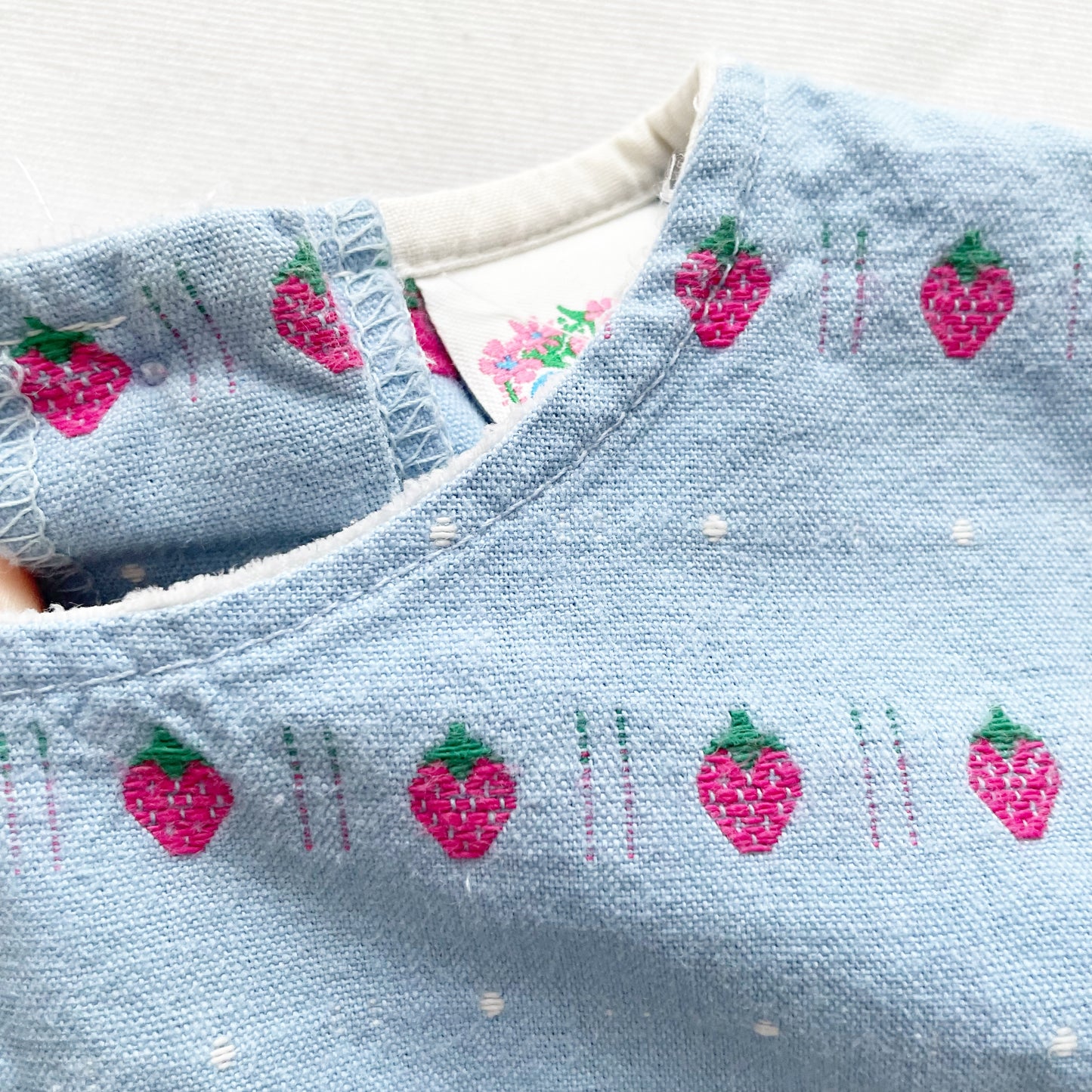 OshKosh Strawberry Woven Short Sleeve Dress - Yellow Clover Vintage Kids Clothes