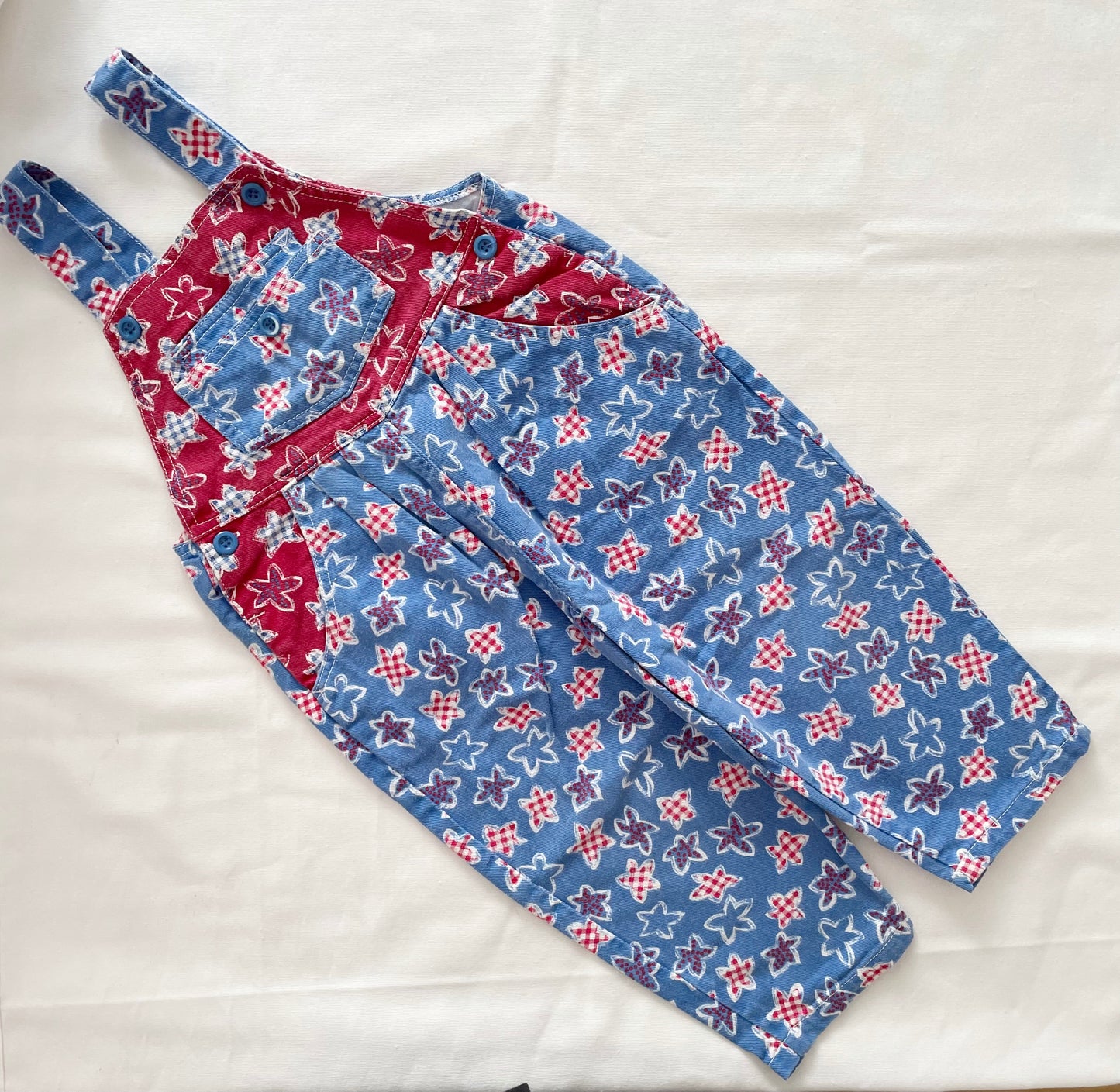 Euro Retro Star Print Overalls