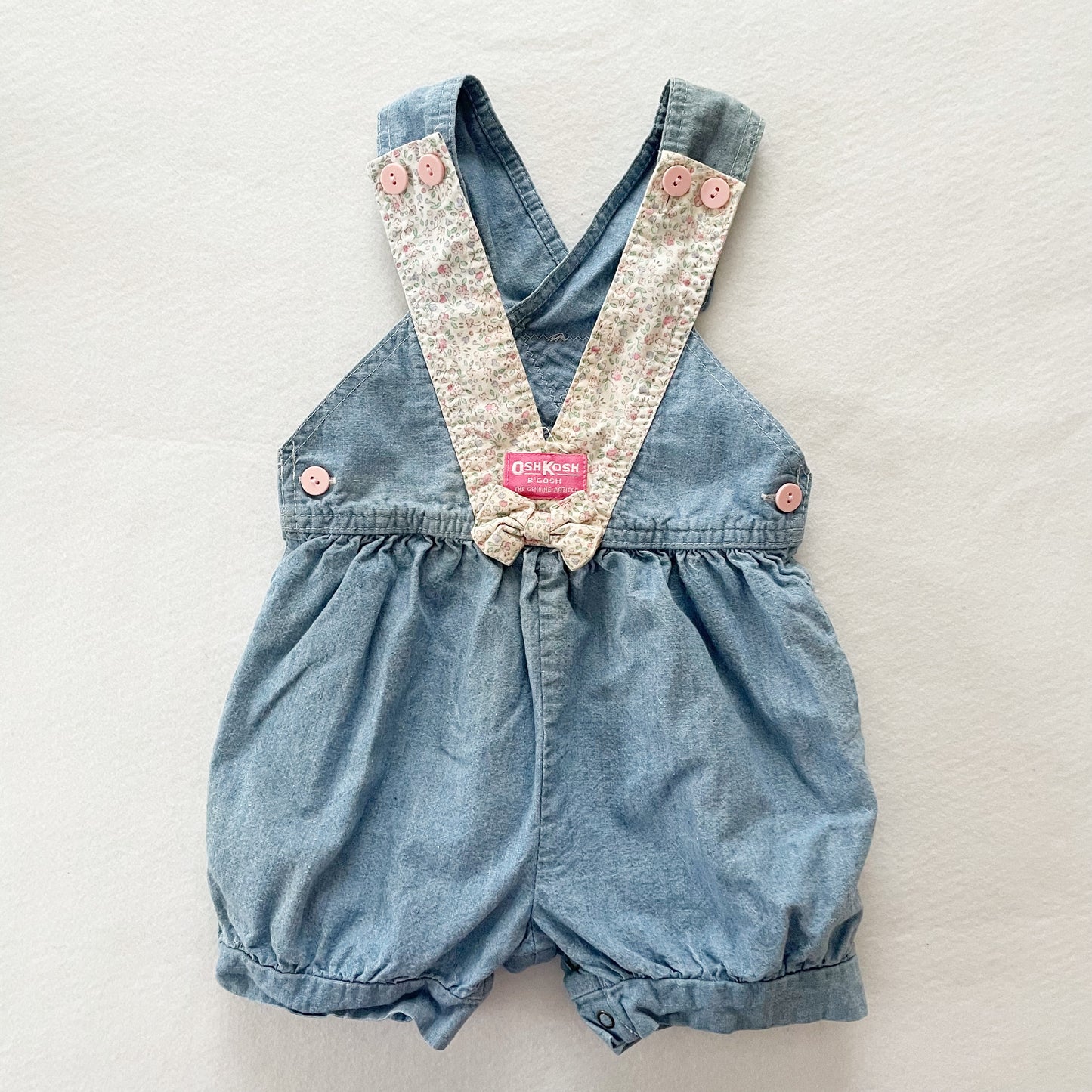 Vintage OshKosh Floral V Strap Bubble Overalls