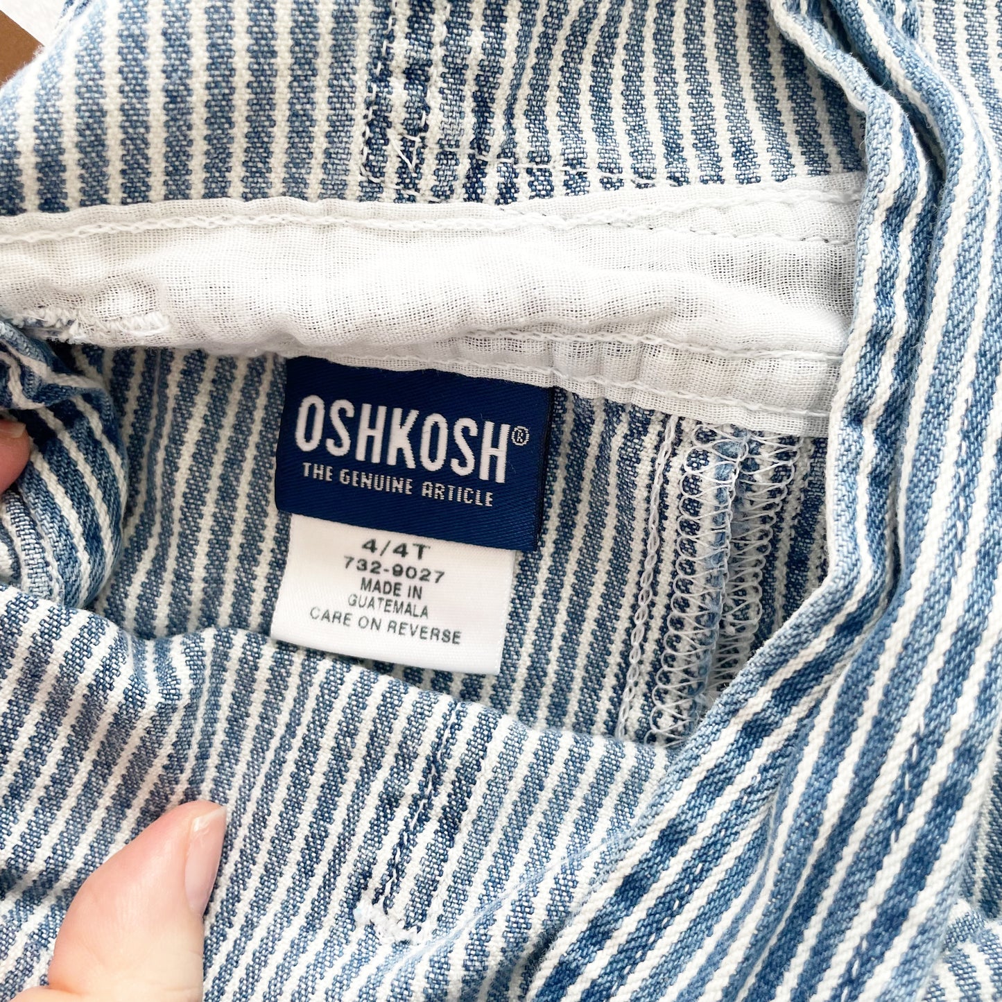 OshKosh Hickory Stripe Shortalls - Yellow Clover Vintage Kids Clothes
