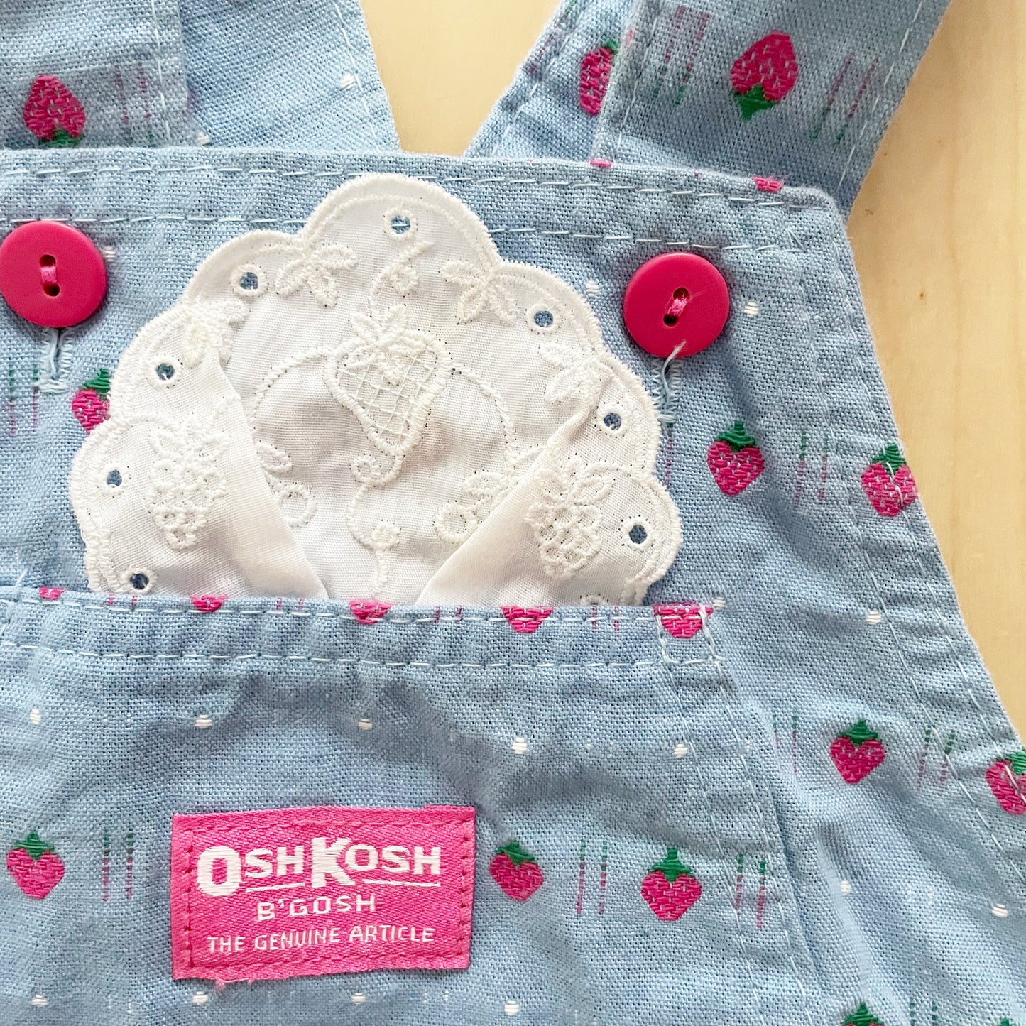 Vintage OshKosh Strawberry Doily Skirtall - Yellow Clover Vintage Kids Clothes