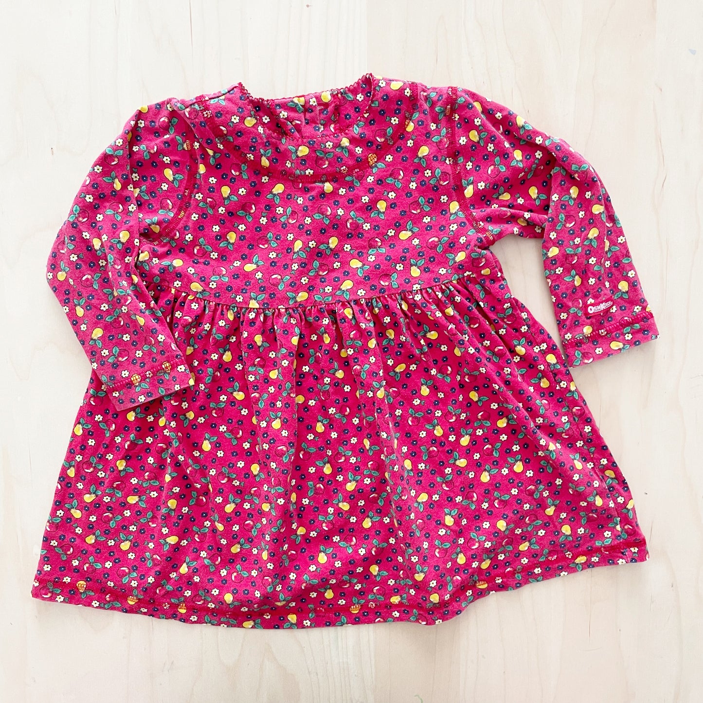 OshKosh Pear Floral Jersey Dress - Yellow Clover Vintage Kids Clothes