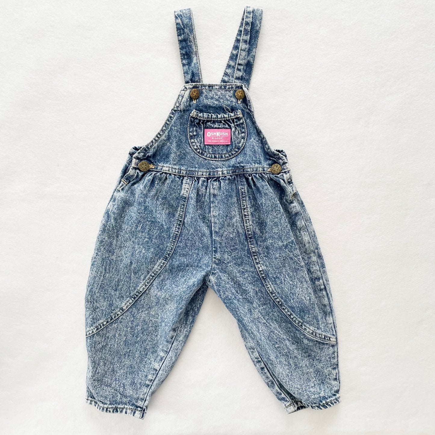 OshKosh Acid Wash Bubble Overalls - Yellow Clover Vintage Kids Clothes