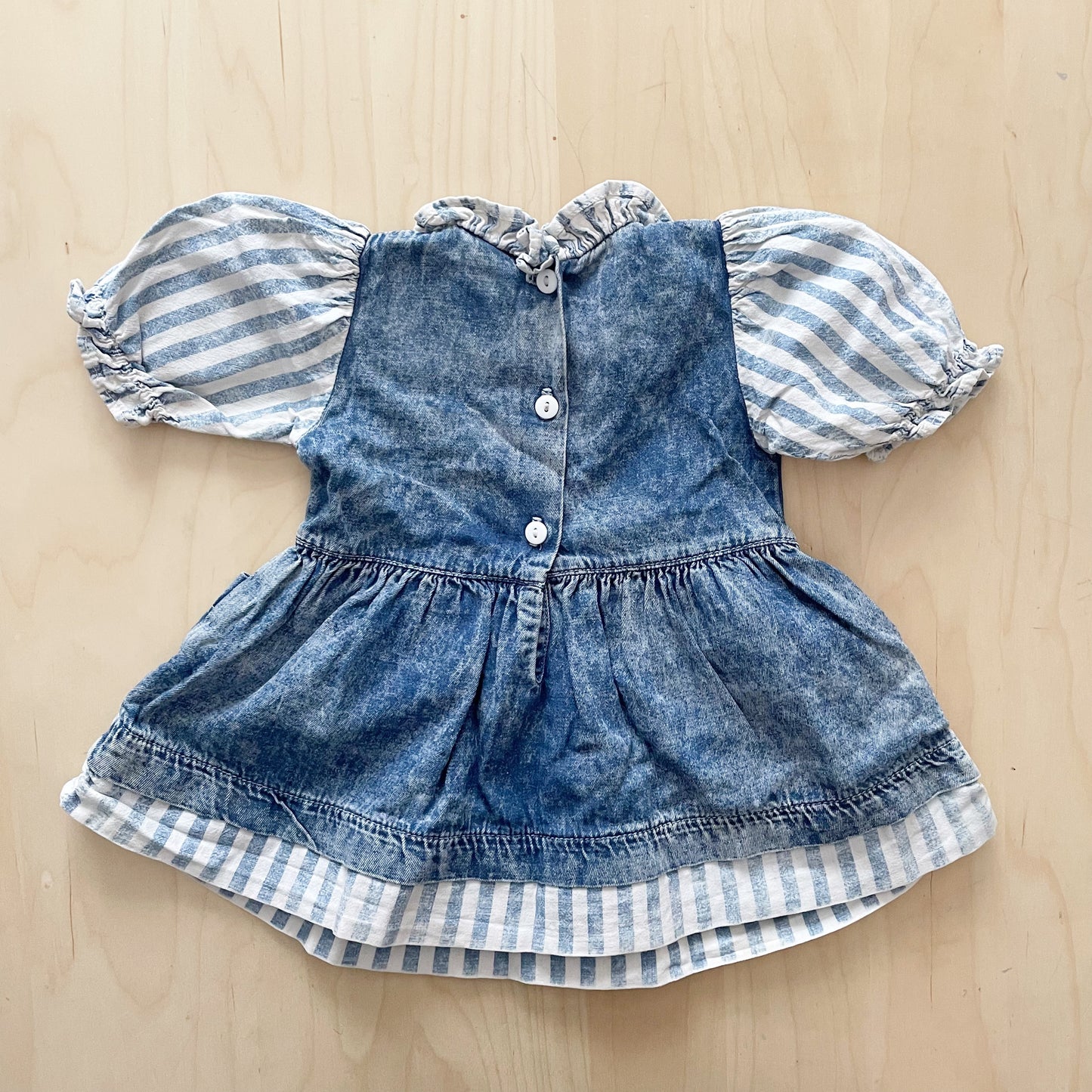 OshKosh Acid Wash Stripe Pinafore Dress - Yellow Clover Vintage Kids Clothes