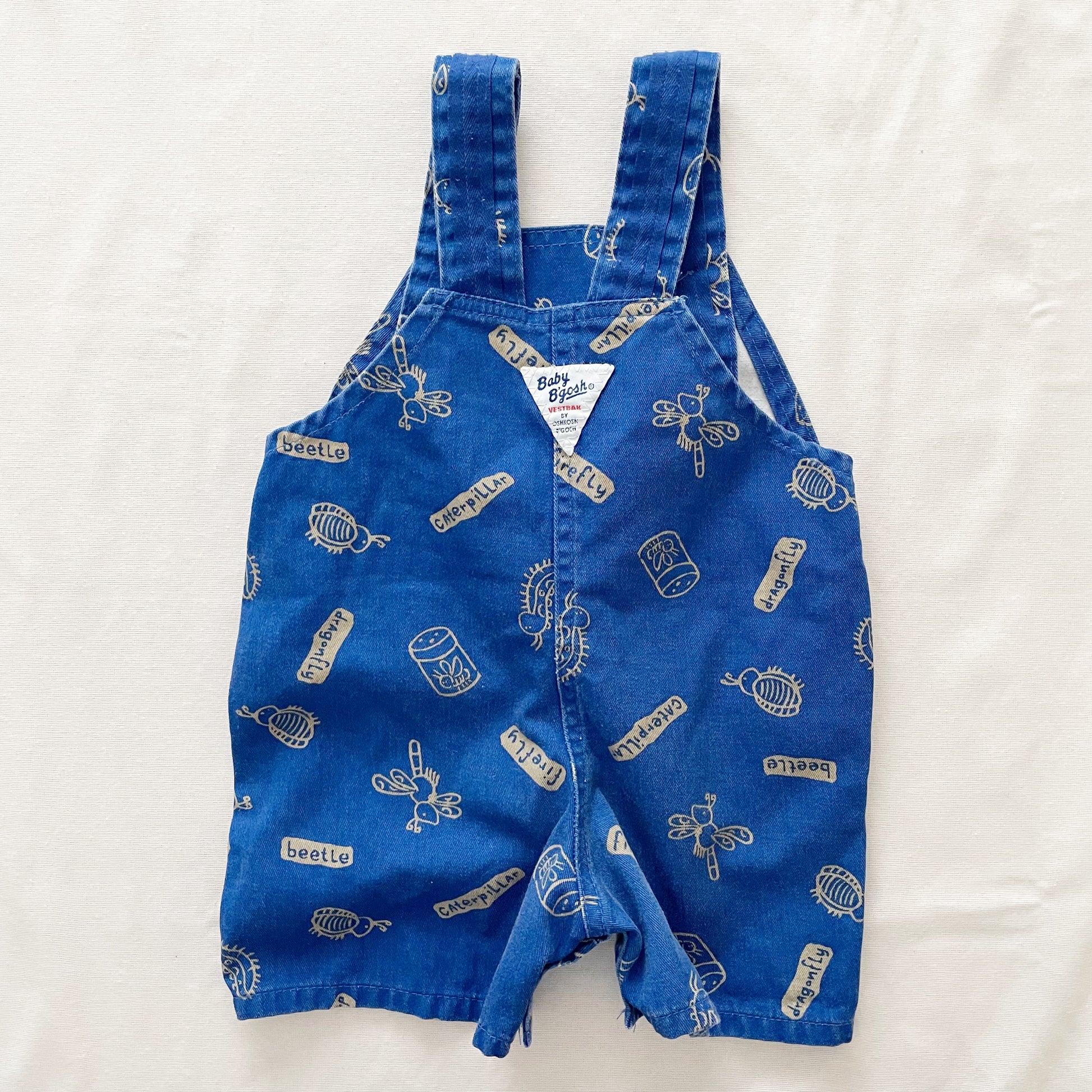 Baby B’gosh Bug Print Shortall Overalls - Yellow Clover Vintage Kids Clothes