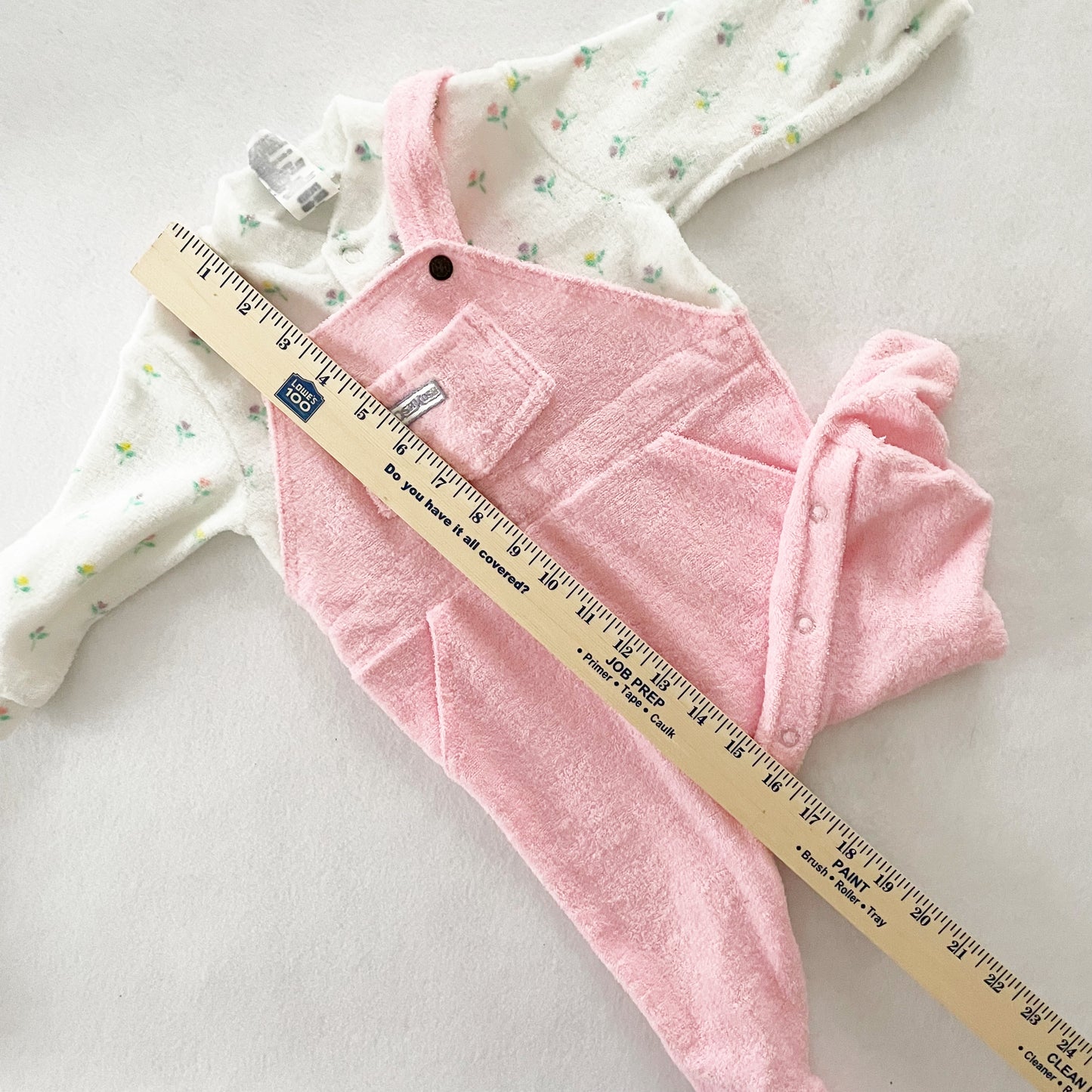 OshKosh Terry Faux Overalls Sleeper - Yellow Clover Vintage Kids Clothes