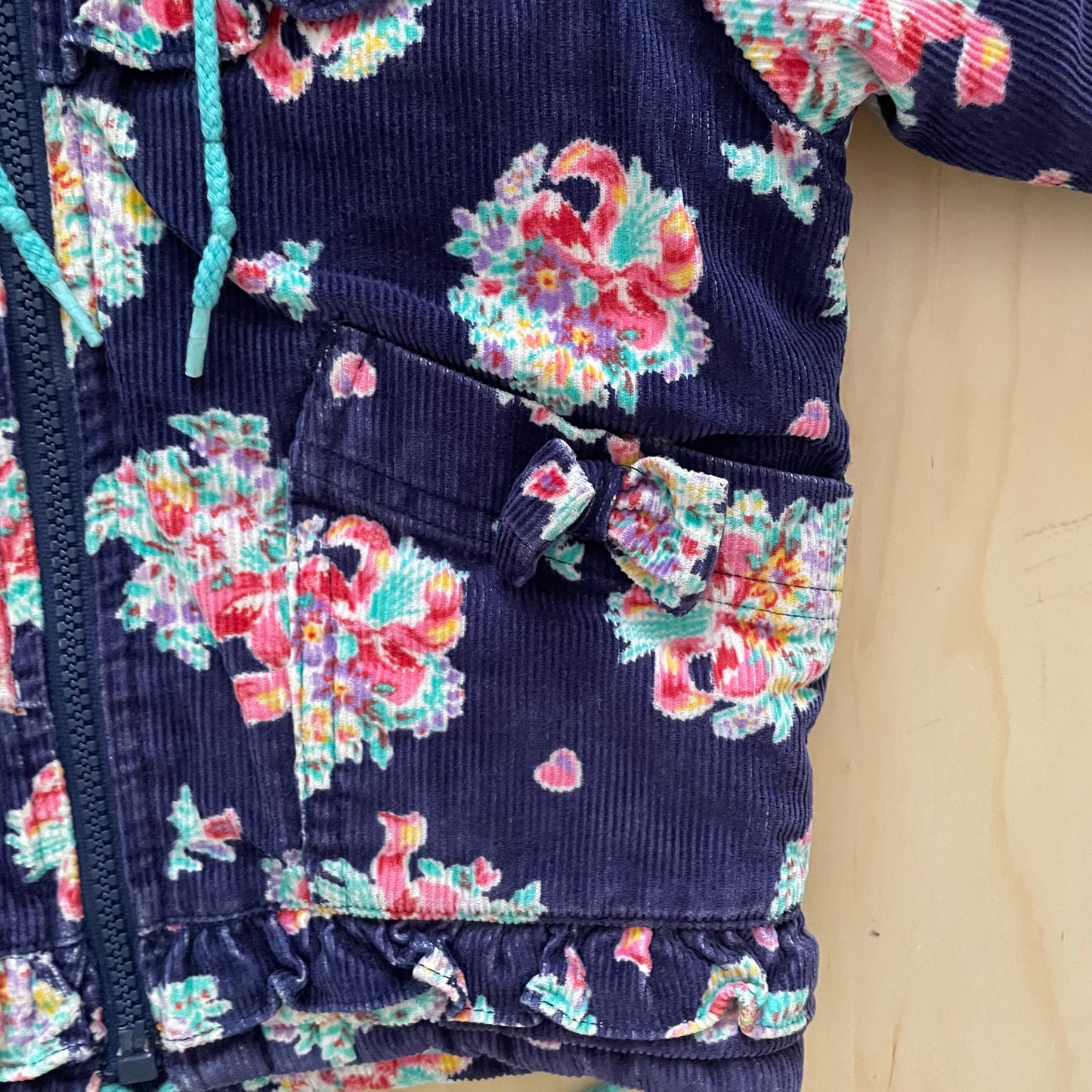 OshKosh Floral Bouquet Cord Ruffle Coat