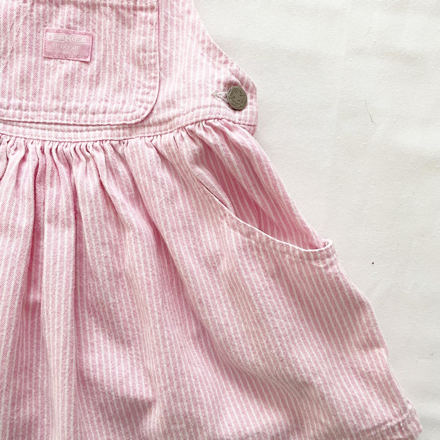 OshKosh Pink Hickory Stripe Skirtall - Yellow Clover Vintage Kids Clothes
