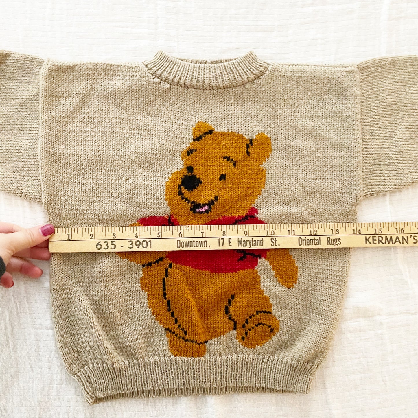 Handknit Pooh Sweater - Yellow Clover Vintage Kids Clothes