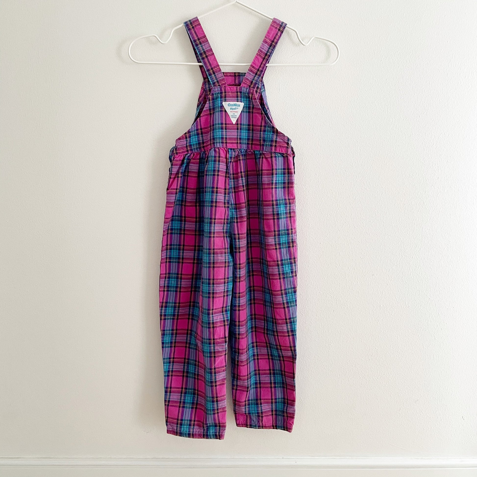OshKosh Plaid Cotton Overalls - Yellow Clover Vintage Kids Clothes