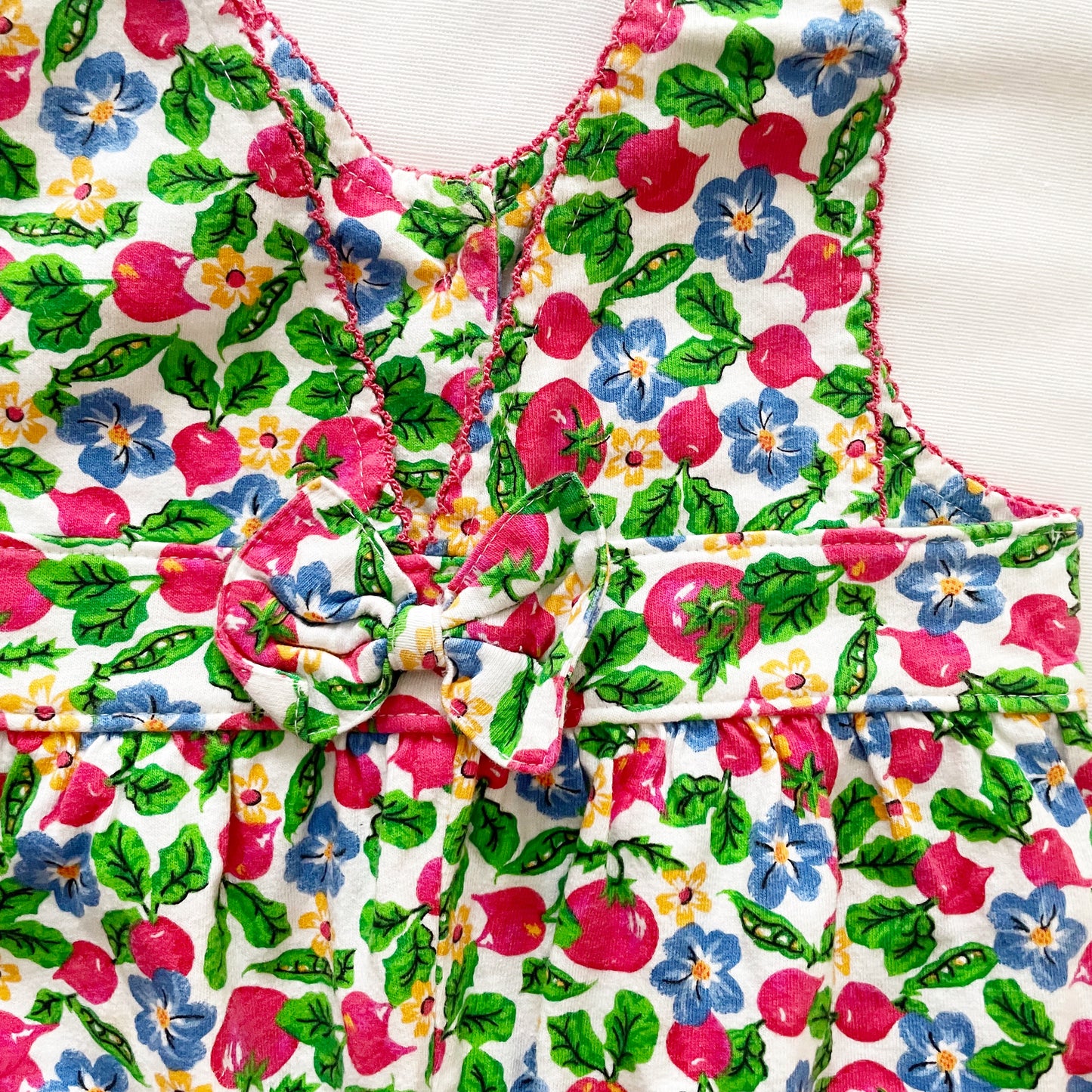Baby B’gosh Floral Veggie Print Bow Back Bubble Romper