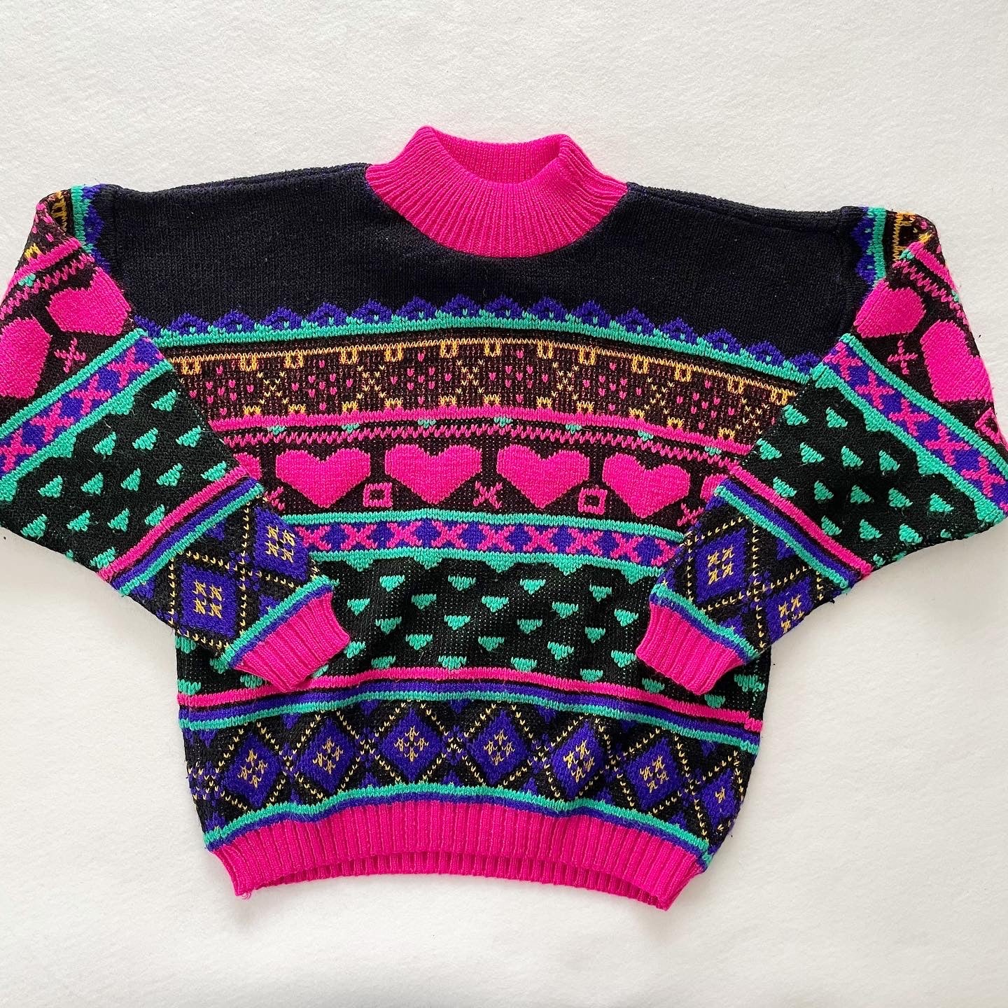 Hearts Fair Isle Mockneck Sweater