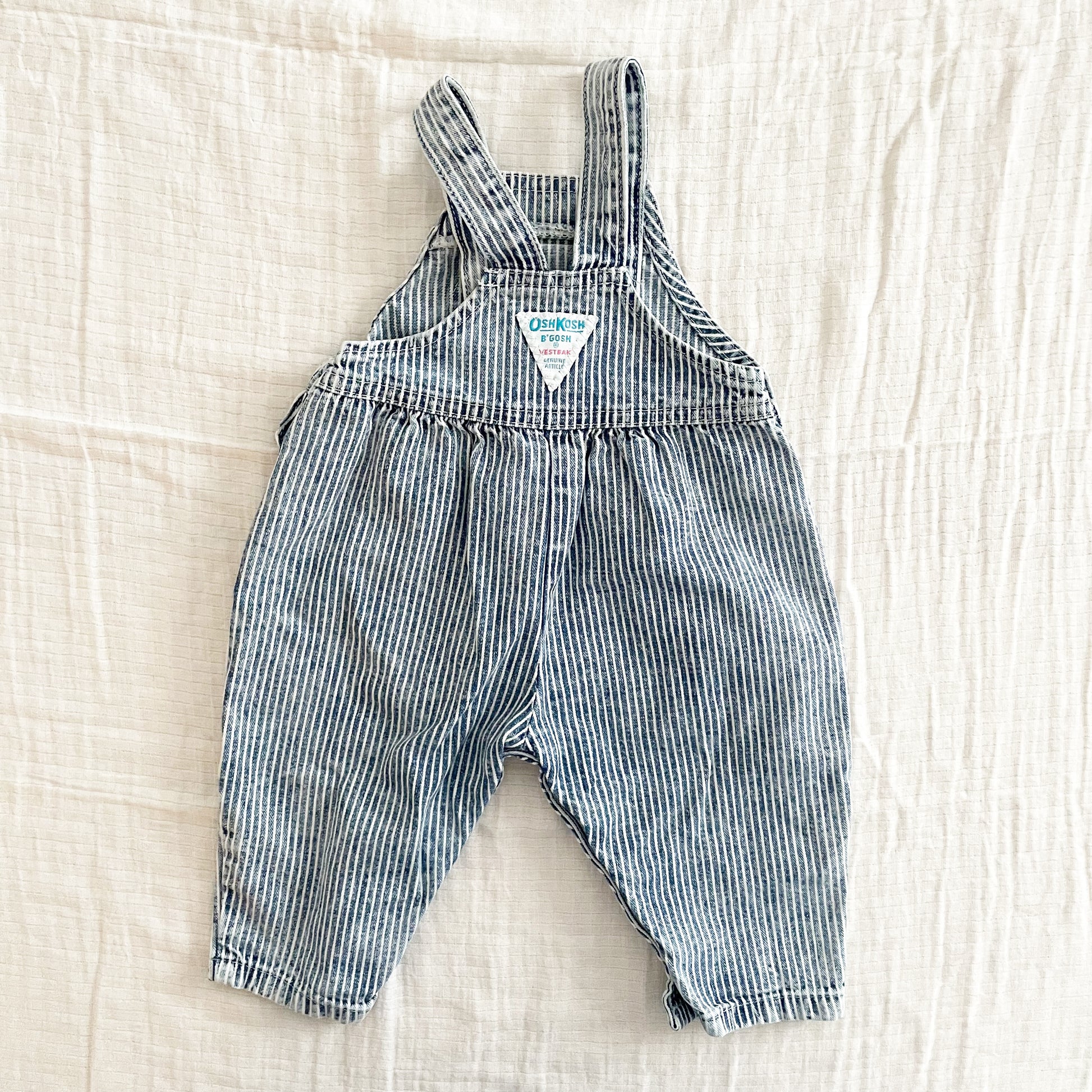 OshKosh Acid Wash Hickory Stripe Bubble Overalls - Yellow Clover Vintage Kids Clothes