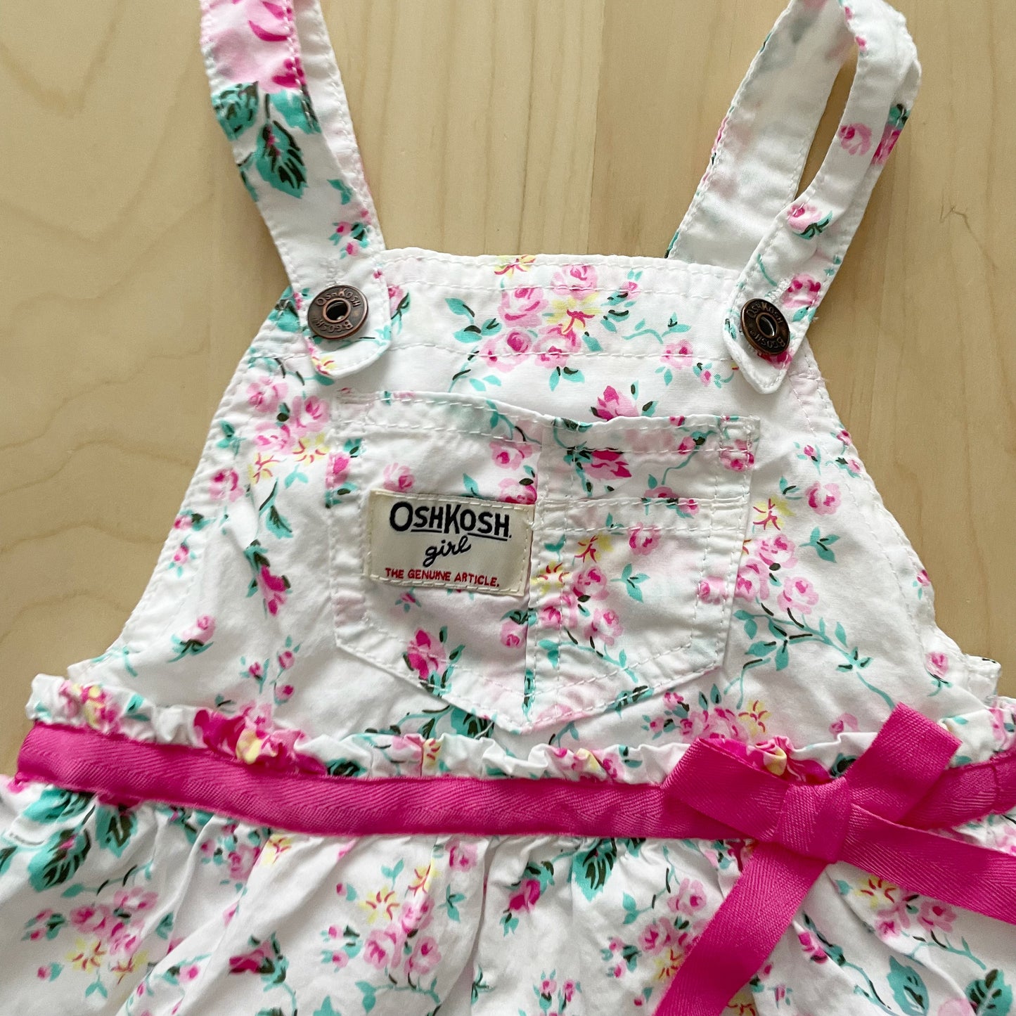 OshKosh Rose Floral Eyelet Trim Skirtall - Yellow Clover Vintage Kids Clothes