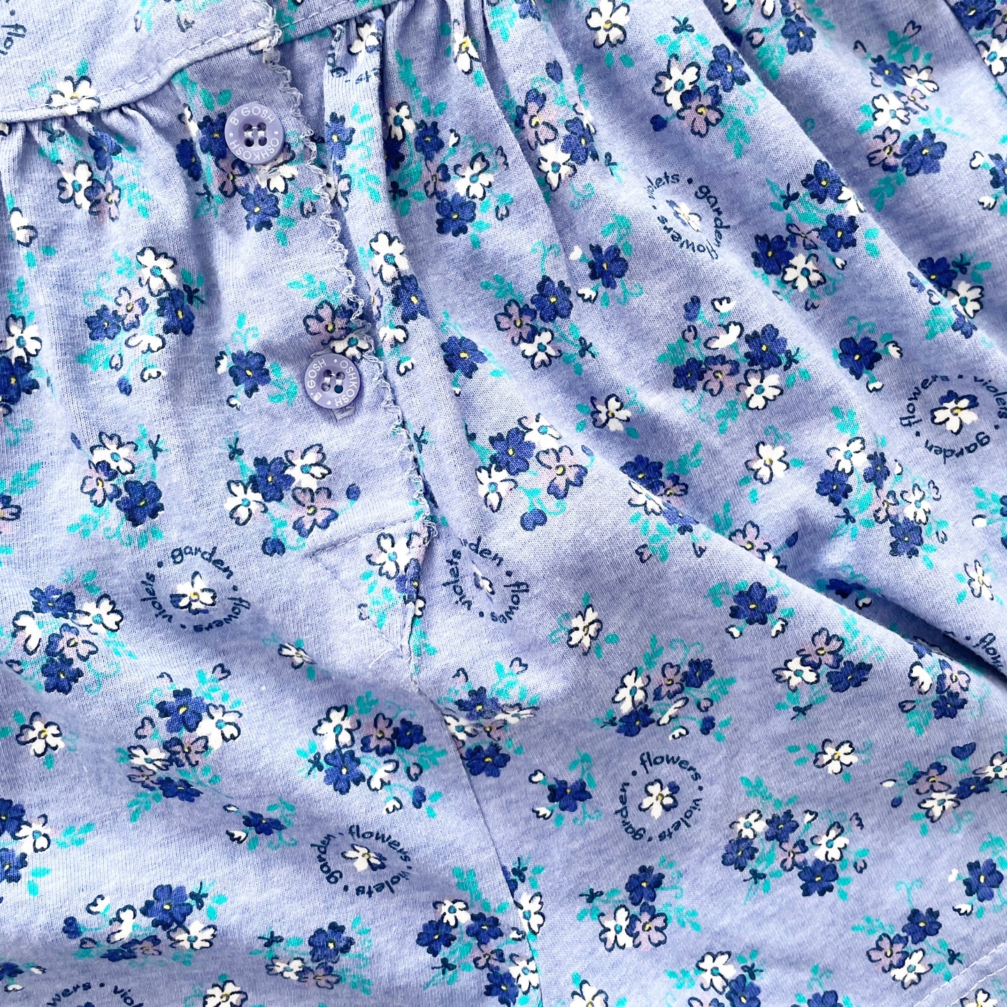 OshKosh Periwinkle Floral Romper - Yellow Clover Vintage Kids Clothes