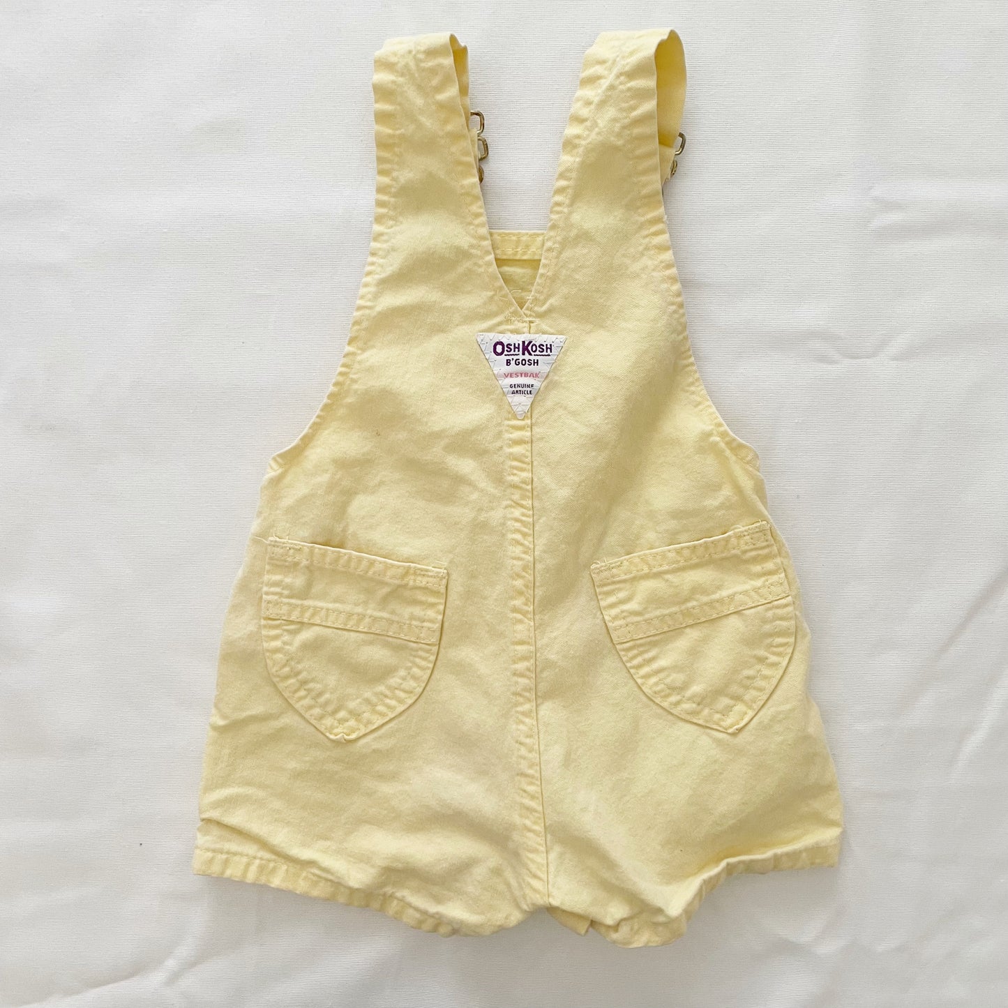 OshKosh Light Yellow Purple Label Shortalls - Yellow Clover Vintage Kids Clothes