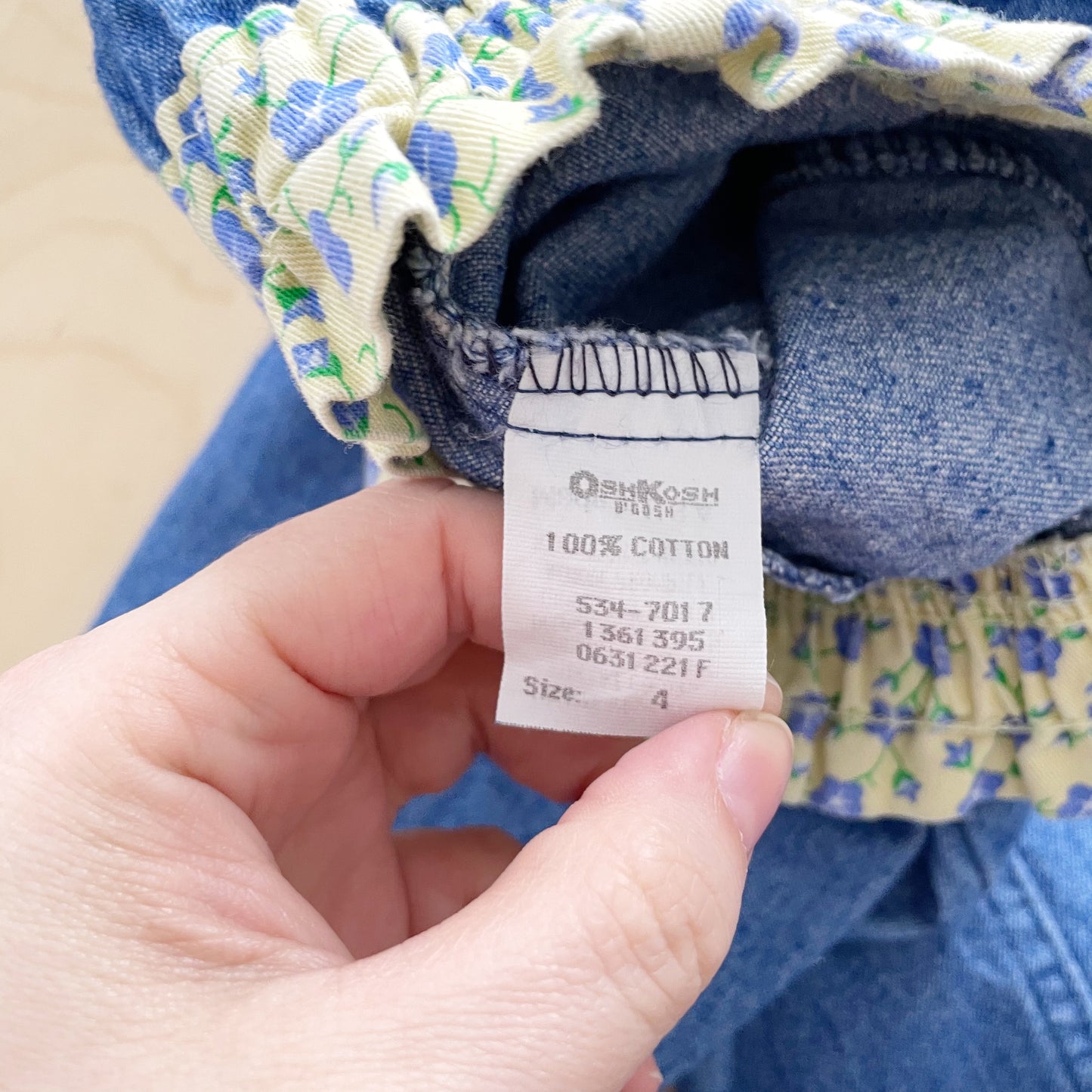 OshKosh Blue Wash Yellow Floral Pull On Pants - Yellow Clover Vintage Kids Clothes