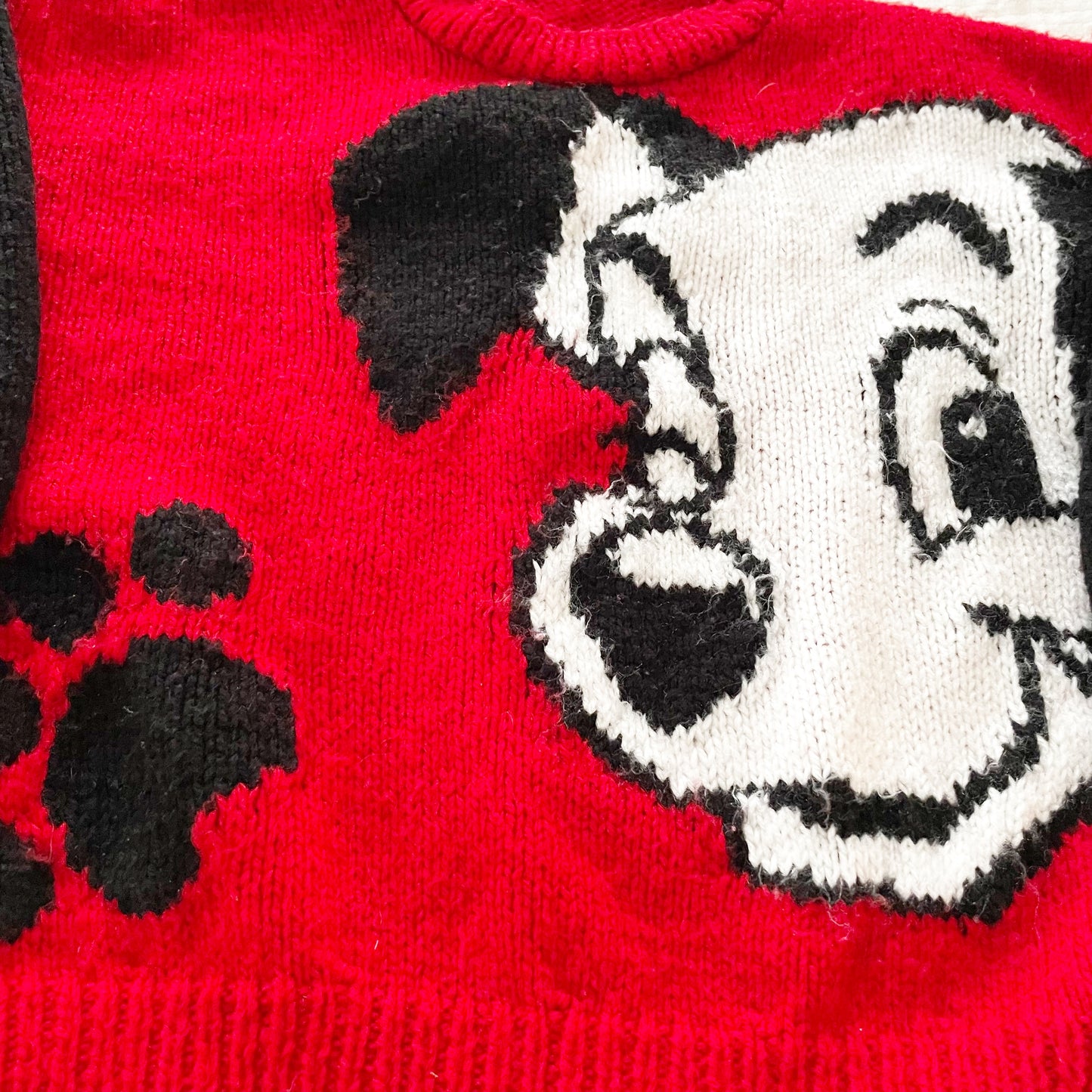 Handknit Red 101 Dalmatians Sweater - Yellow Clover Vintage Kids Clothes