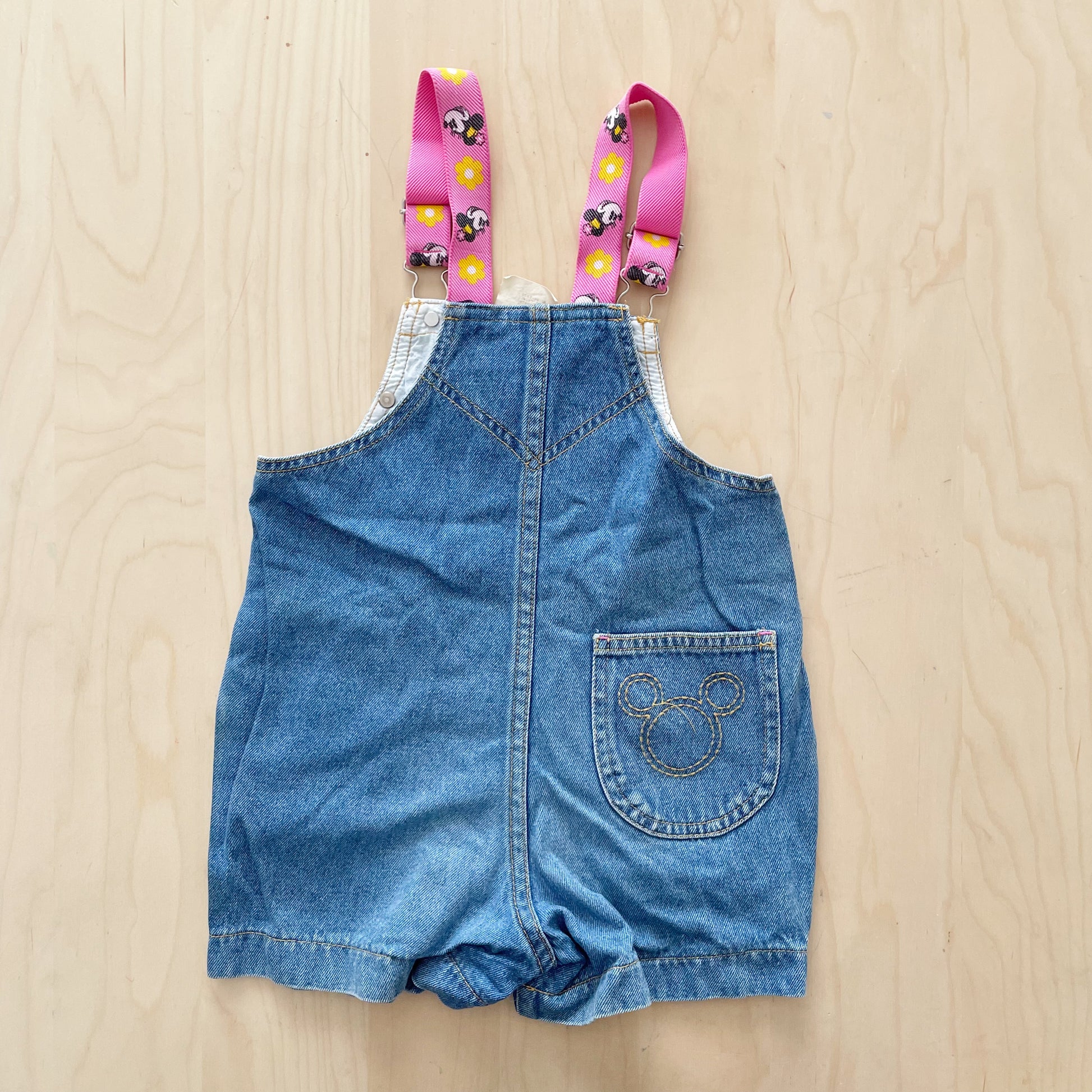 Mickey & Co. Minnie Denim Shortalls - Yellow Clover Vintage Kids Clothes