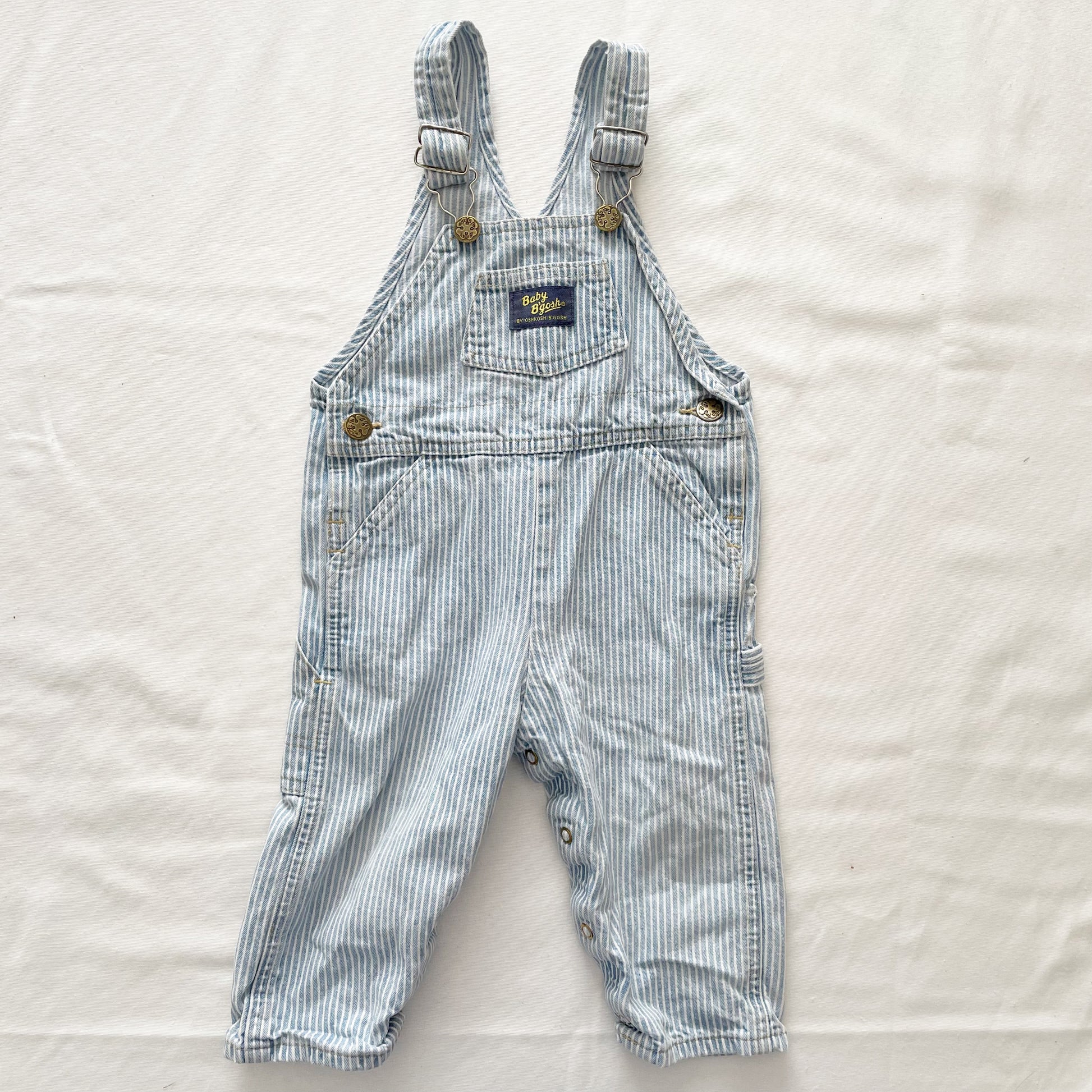 Vintage OshKosh Baby B’gosh Light Wash Hickory Stripe Overalls