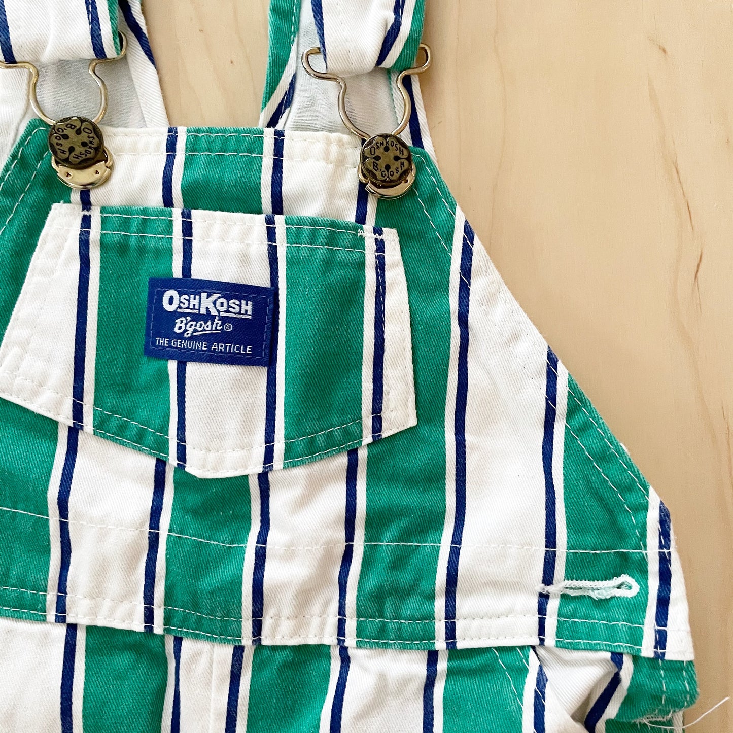 OshKosh Green Wide Stripe Shortalls