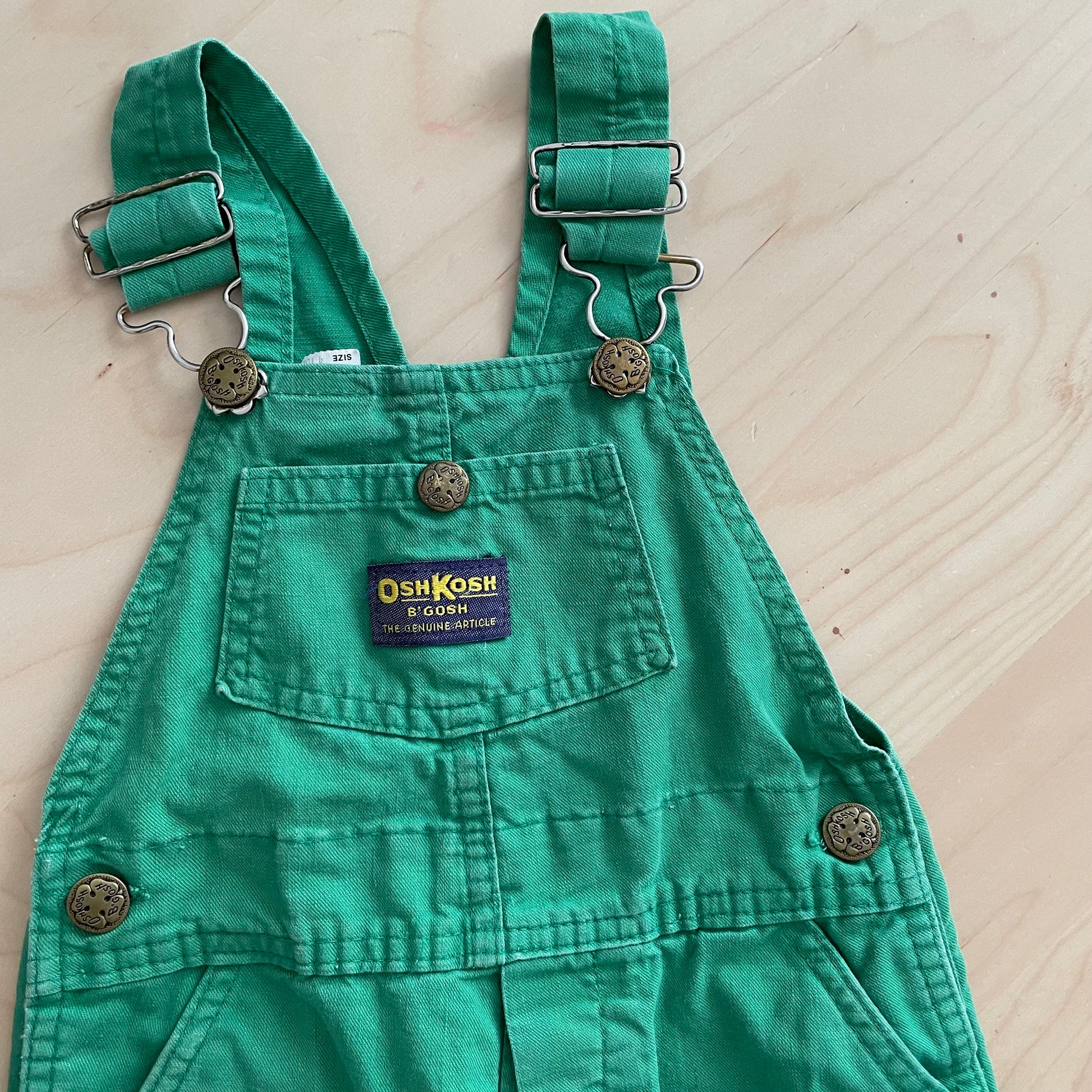 OshKosh Green Overalls - Yellow Clover Vintage Kids Clothes