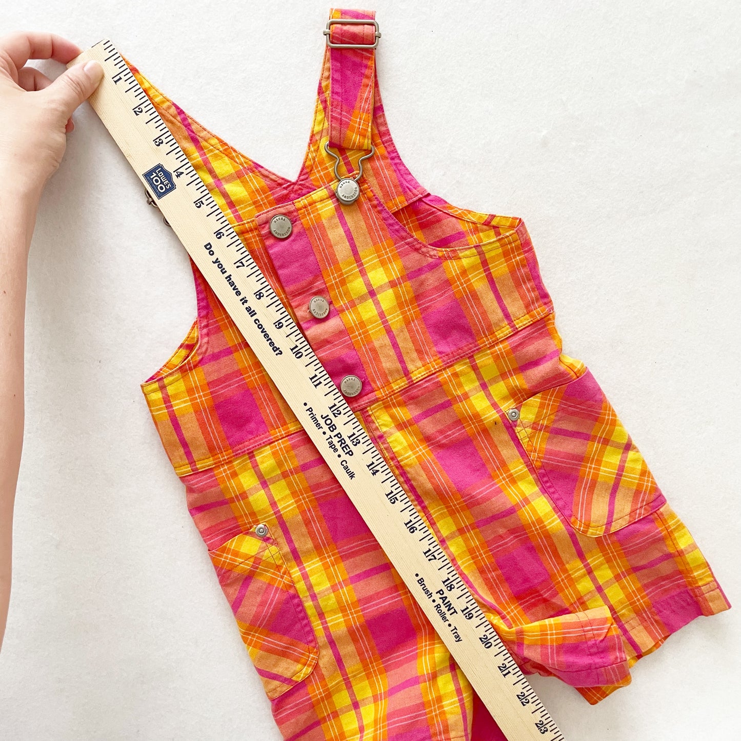 Hanna Andersson Plaid Shortalls - Yellow Clover Vintage Kids Clothes