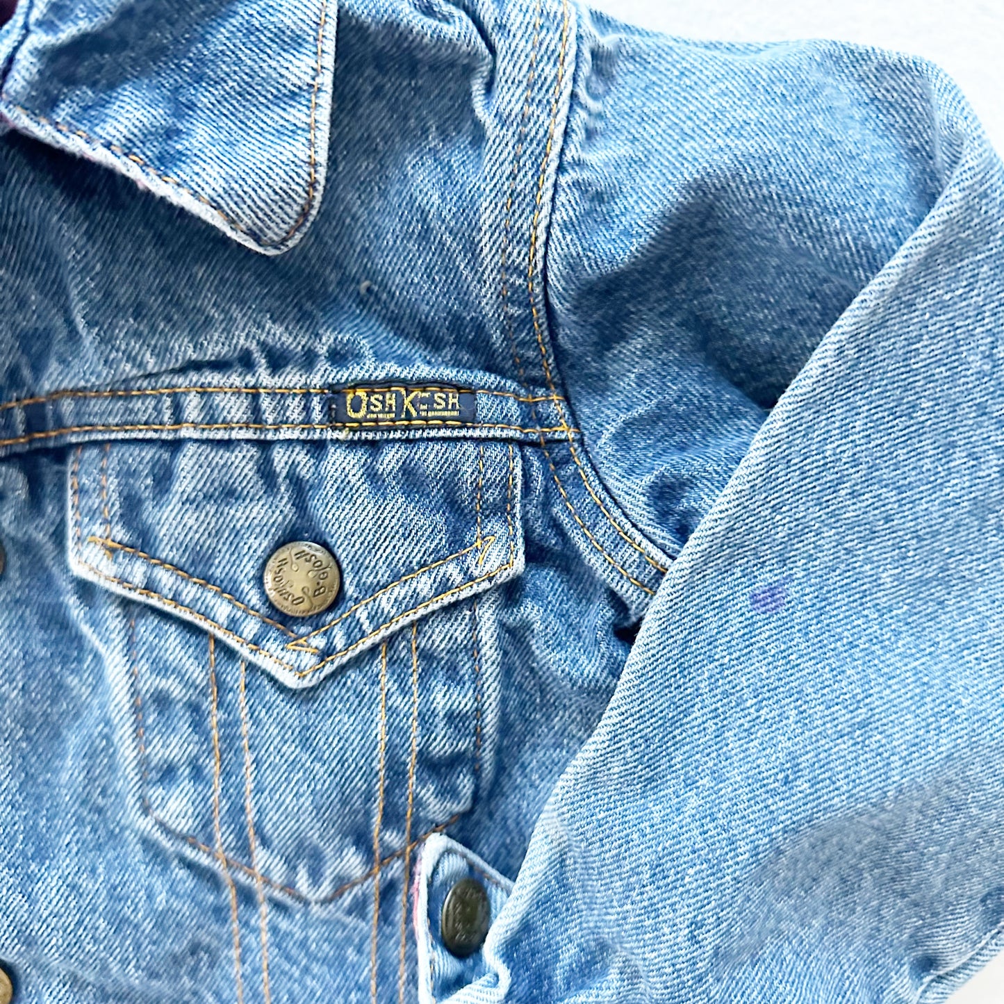 OshKosh Lined Denim Jacket - Yellow Clover Vintage Kids Clothes