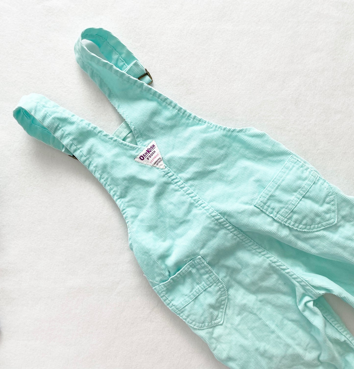 OshKosh Mint Blue Cord Overalls - Yellow Clover Vintage Kids Clothes