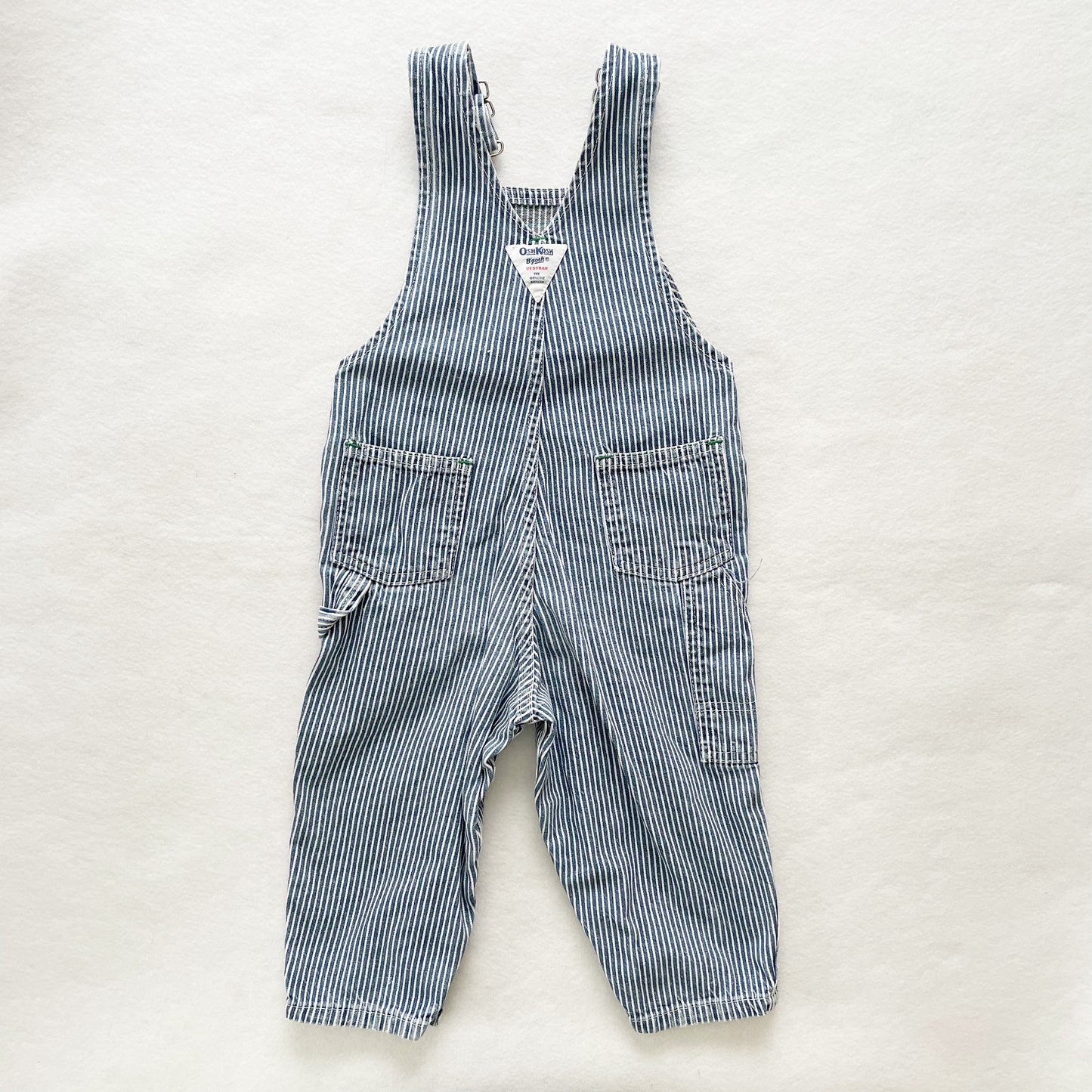 OshKosh Hickory Stripe Denim Overalls - Yellow Clover Vintage Kids Clothes