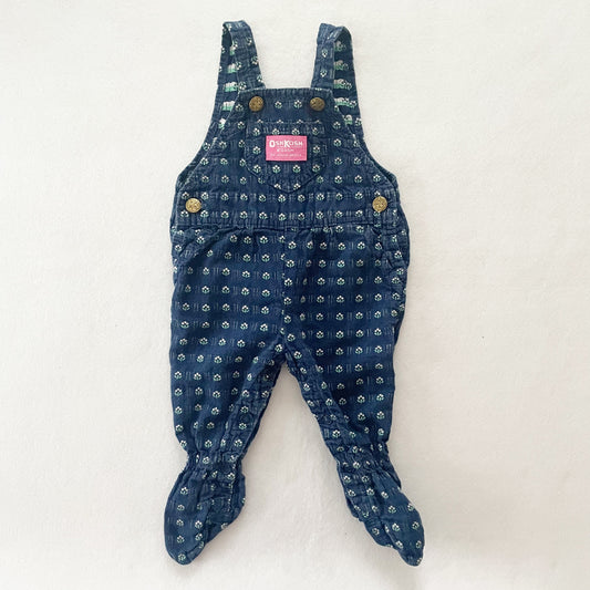 Vintage OshKosh Flower Woven Footed Overalls
