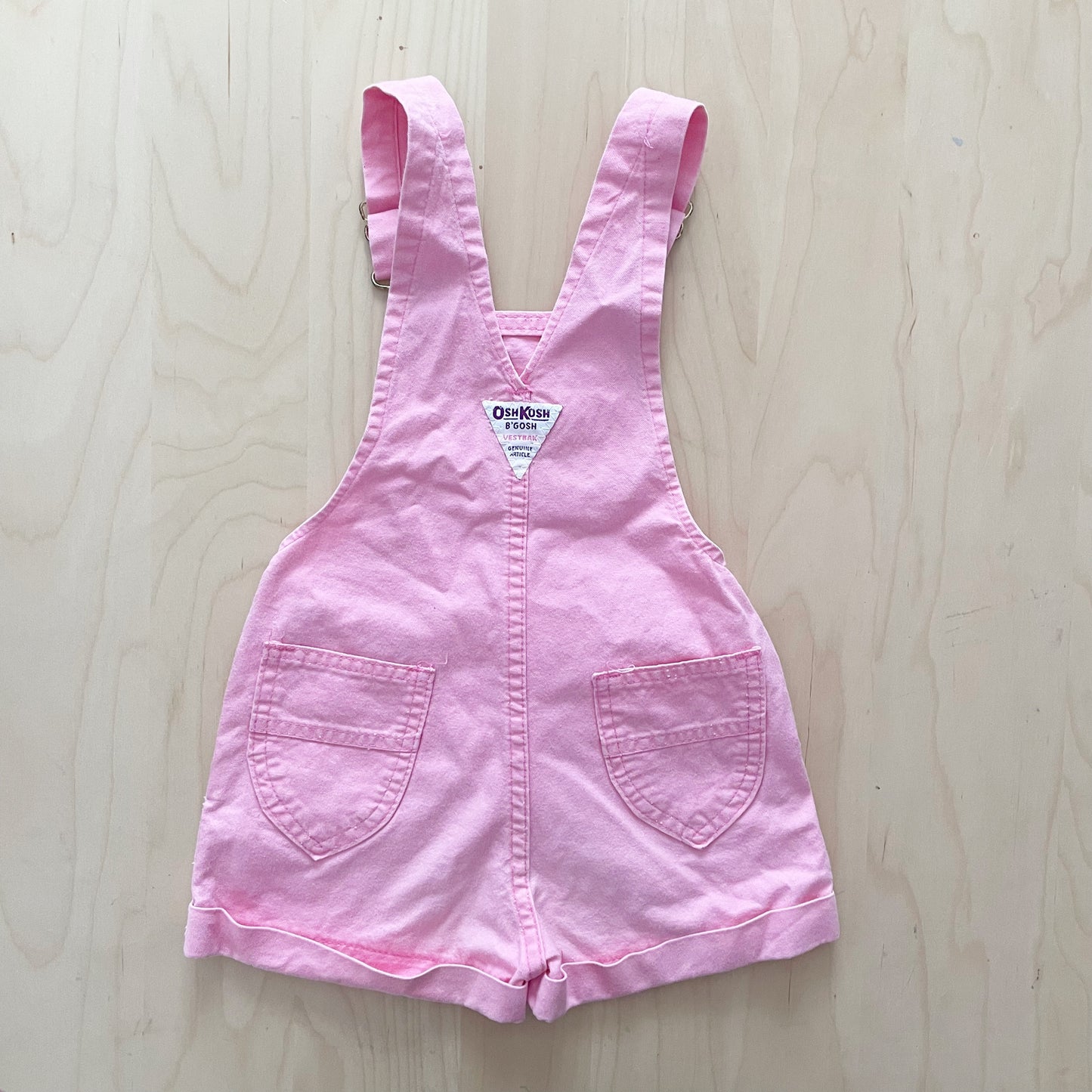 OshKosh Light Pink Purple Label Shortalls - Yellow Clover Vintage Kids Clothes