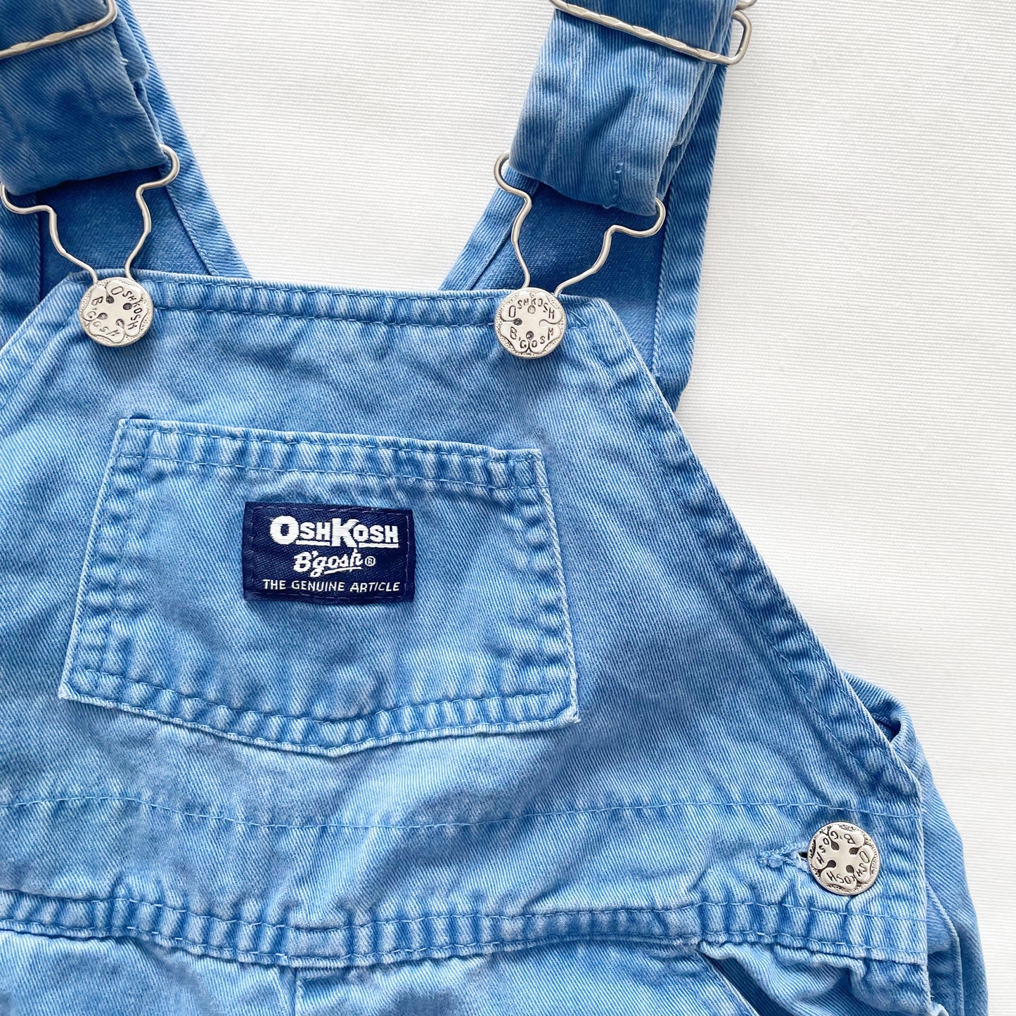 OshKosh Dusty Blue Shortalls - Yellow Clover Vintage Kids Clothes
