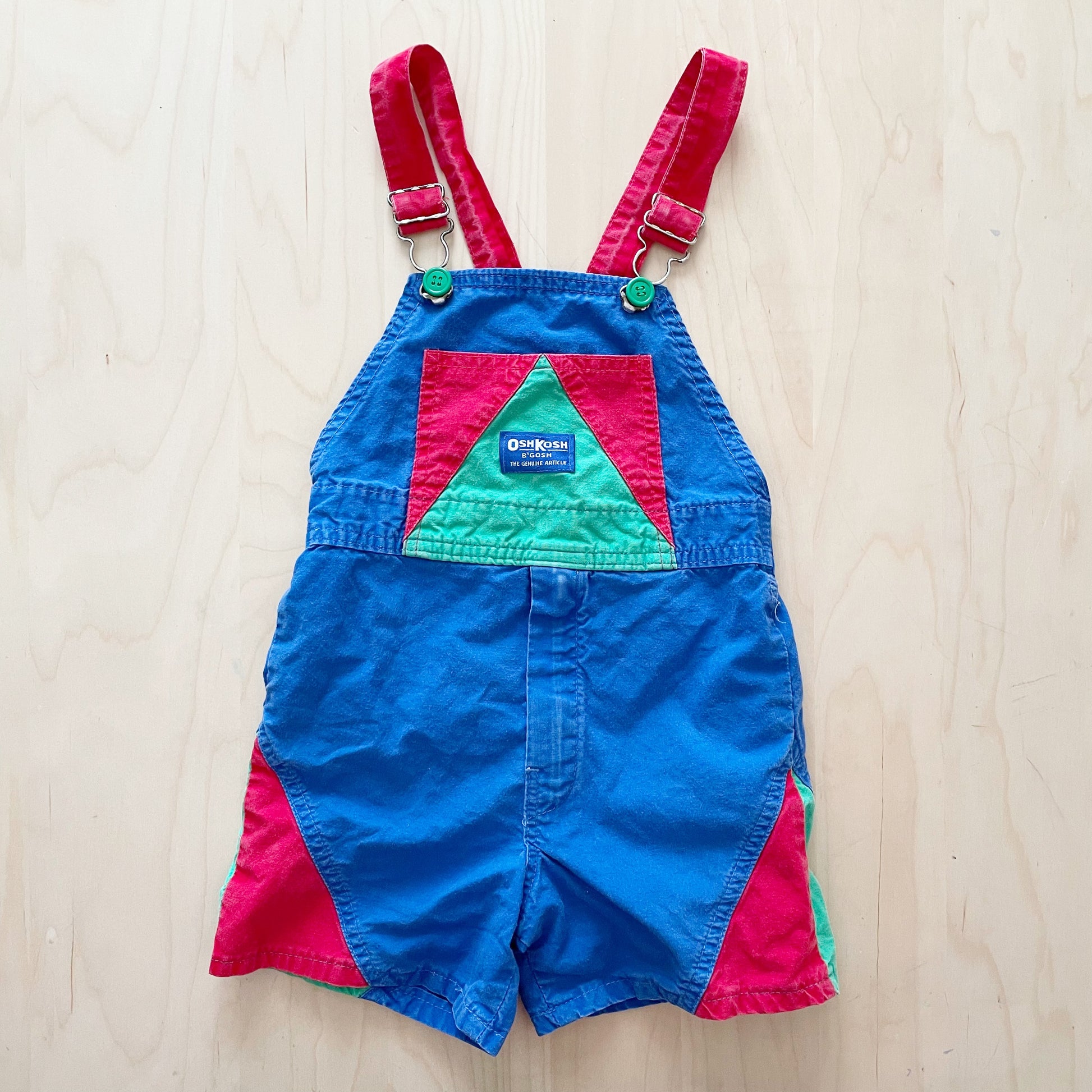 Vintage OshKosh Colorblock Shortall Overalls