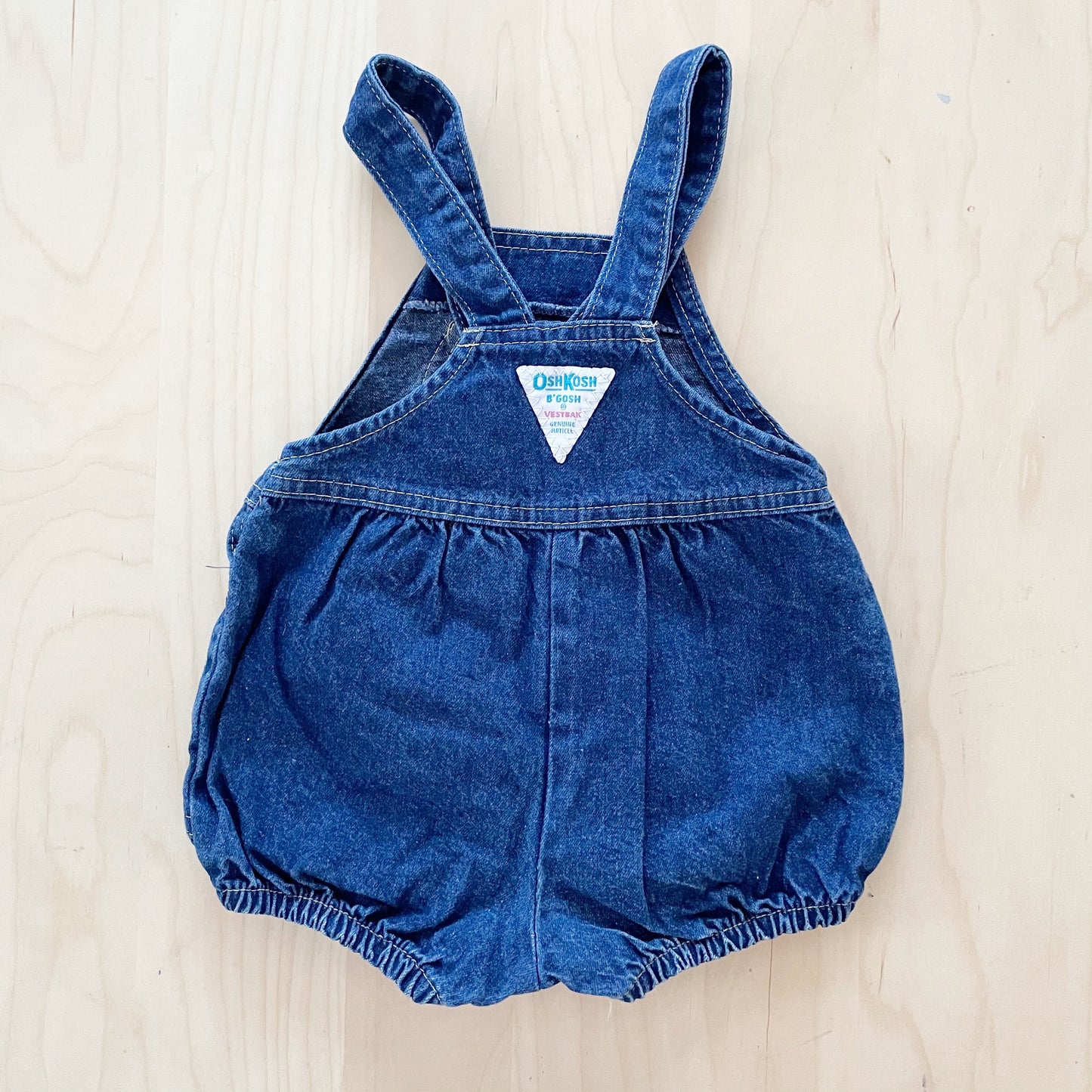 Vintage OshKosh Dark Wash Denim Bubble Romper - Yellow Clover Vintage Kids Clothes