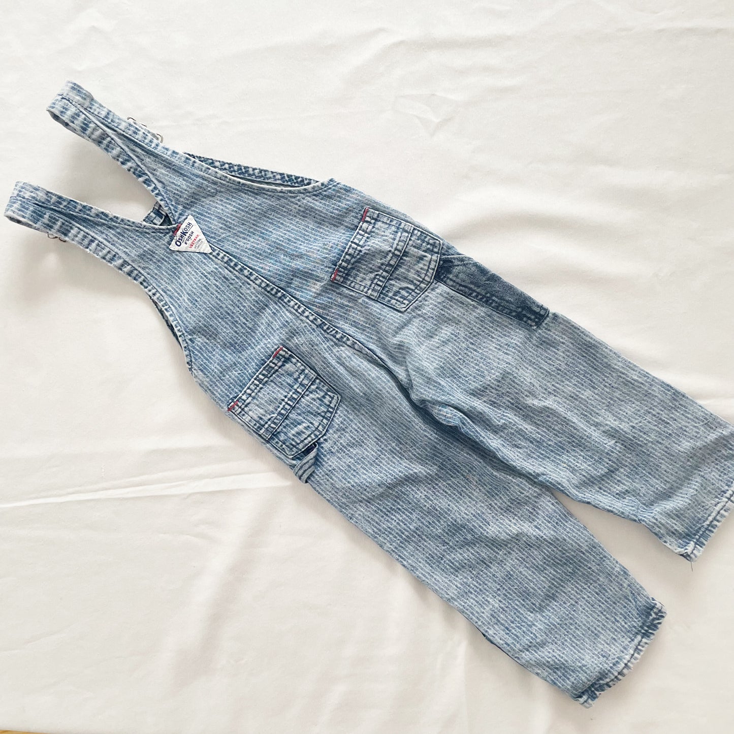 OshKosh Acid Wash Hickory Stripe Overalls - Yellow Clover Vintage Kids Clothes