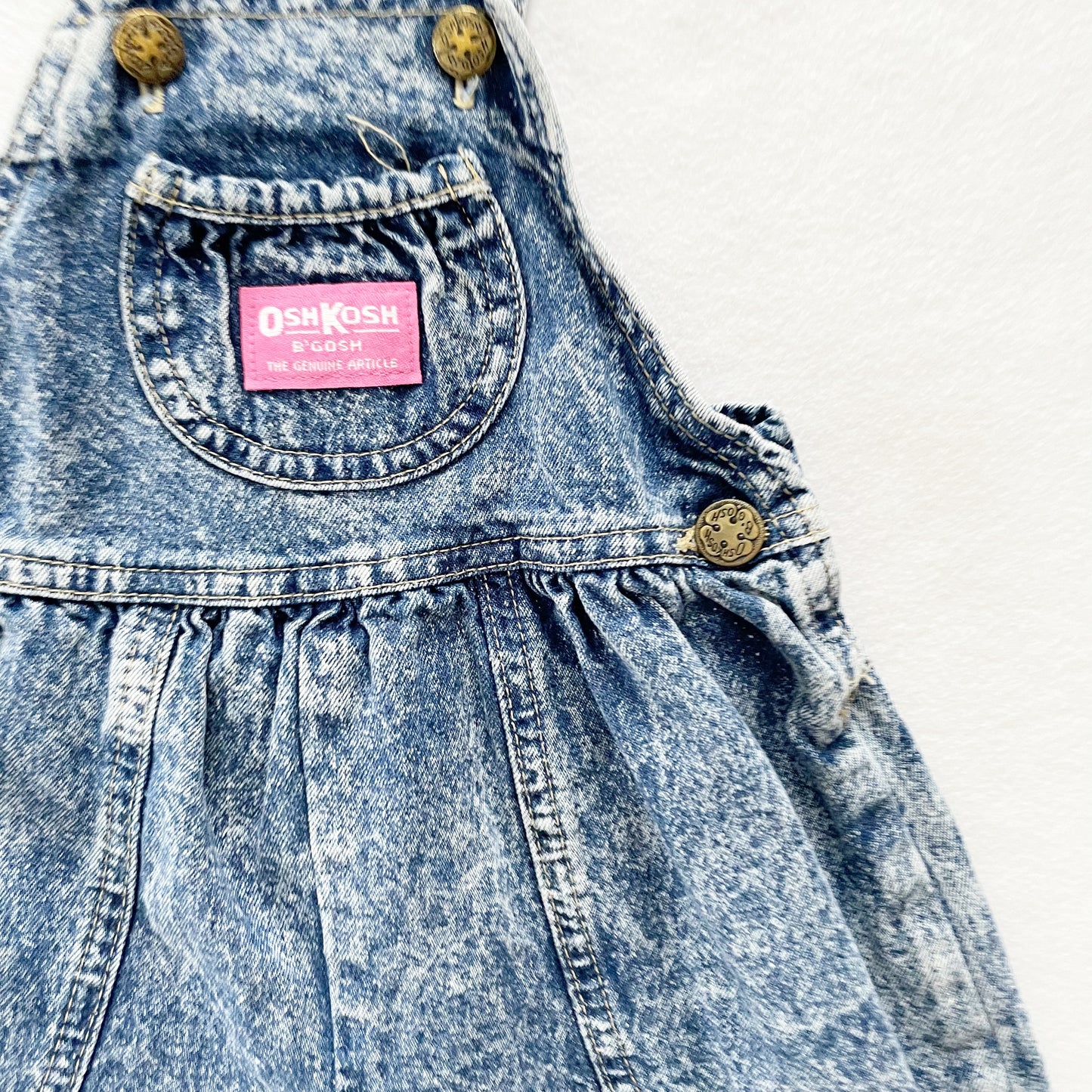 OshKosh Acid Wash Bubble Overalls - Yellow Clover Vintage Kids Clothes