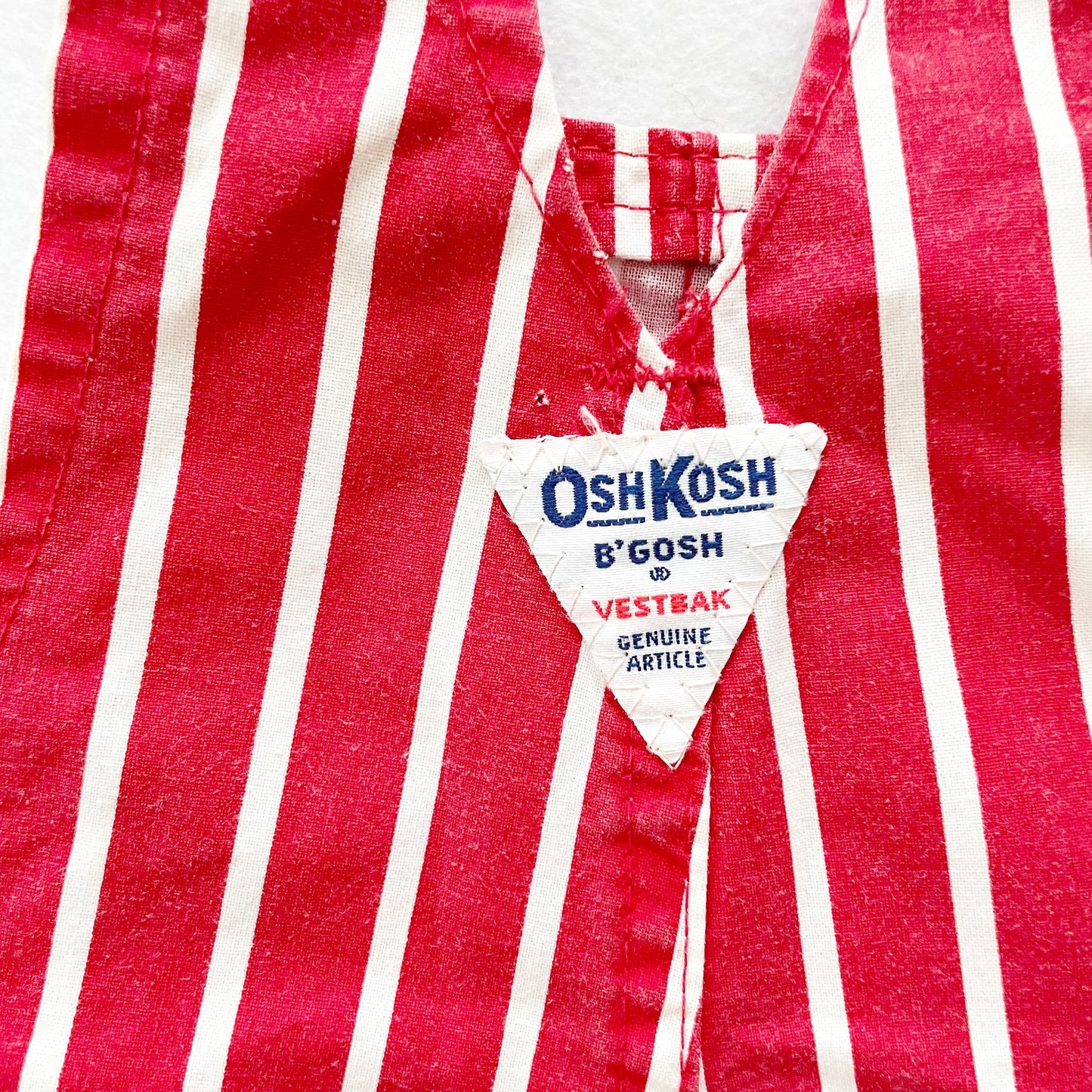 OshKosh Red Stripe Shortalls - Yellow Clover Vintage Kids Clothes