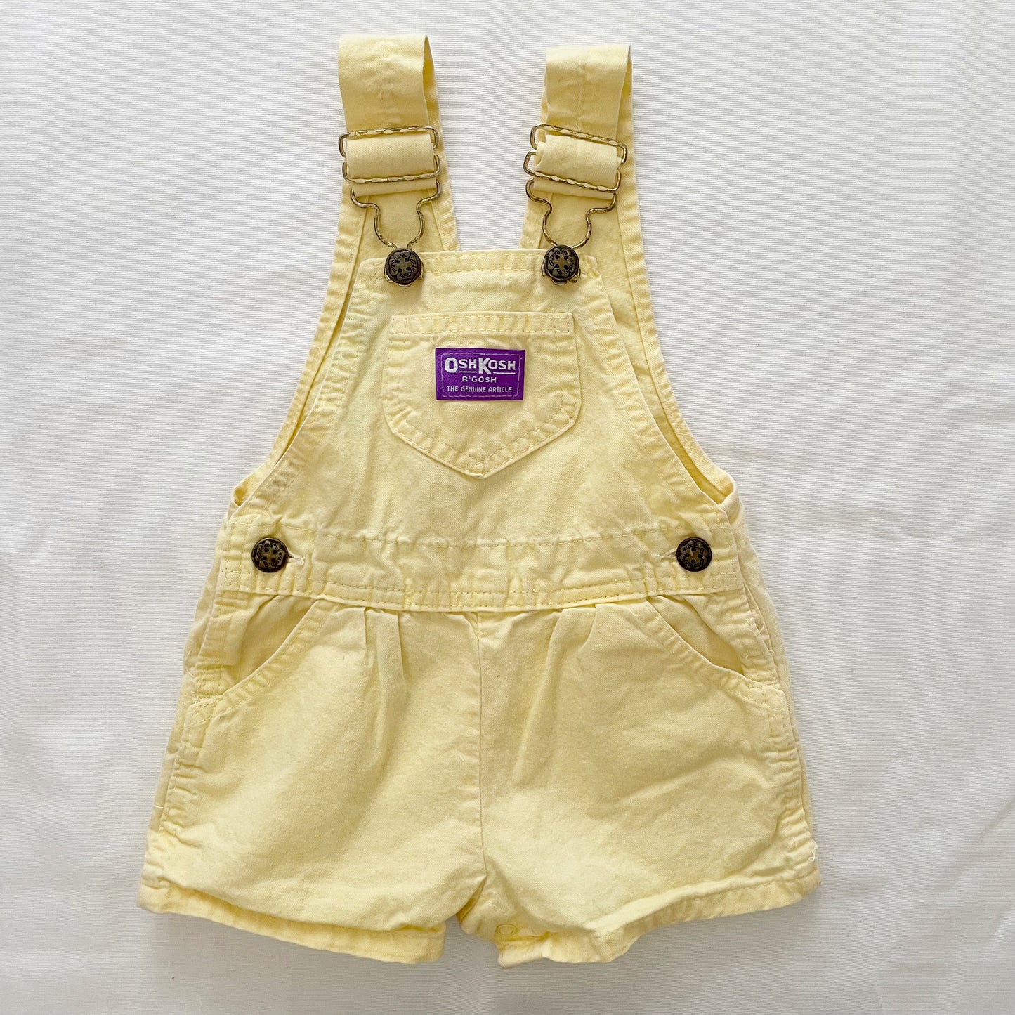 OshKosh Light Yellow Purple Label Shortalls - Yellow Clover Vintage Kids Clothes