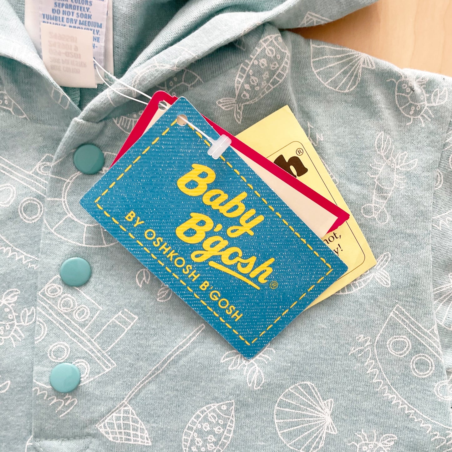 Deadstock Baby B’gosh Sea Life Hooded Romper - Yellow Clover Vintage Kids Clothes