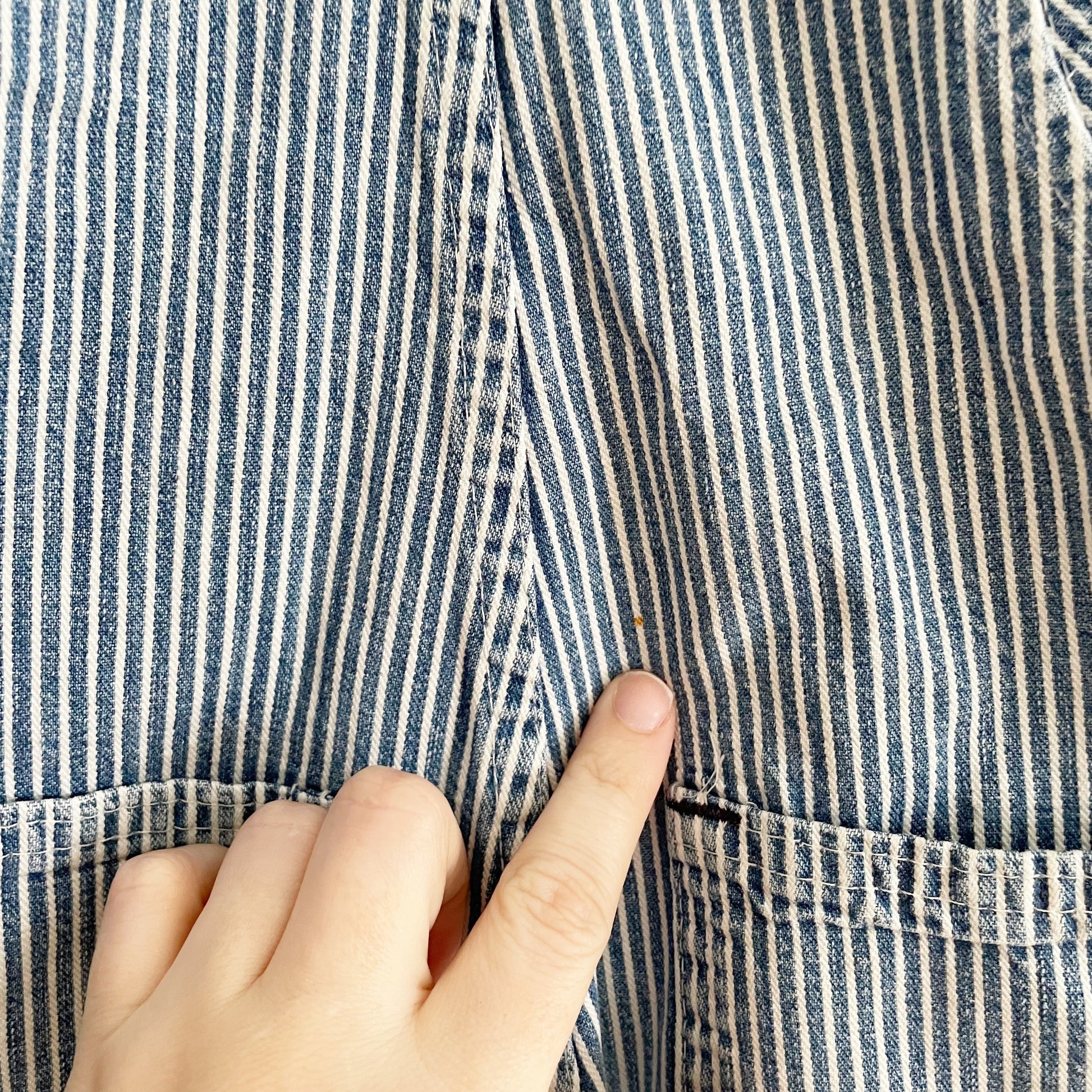 OshKosh Hickory Striped Button Pocket Overalls - Yellow Clover Vintage Kids Clothes