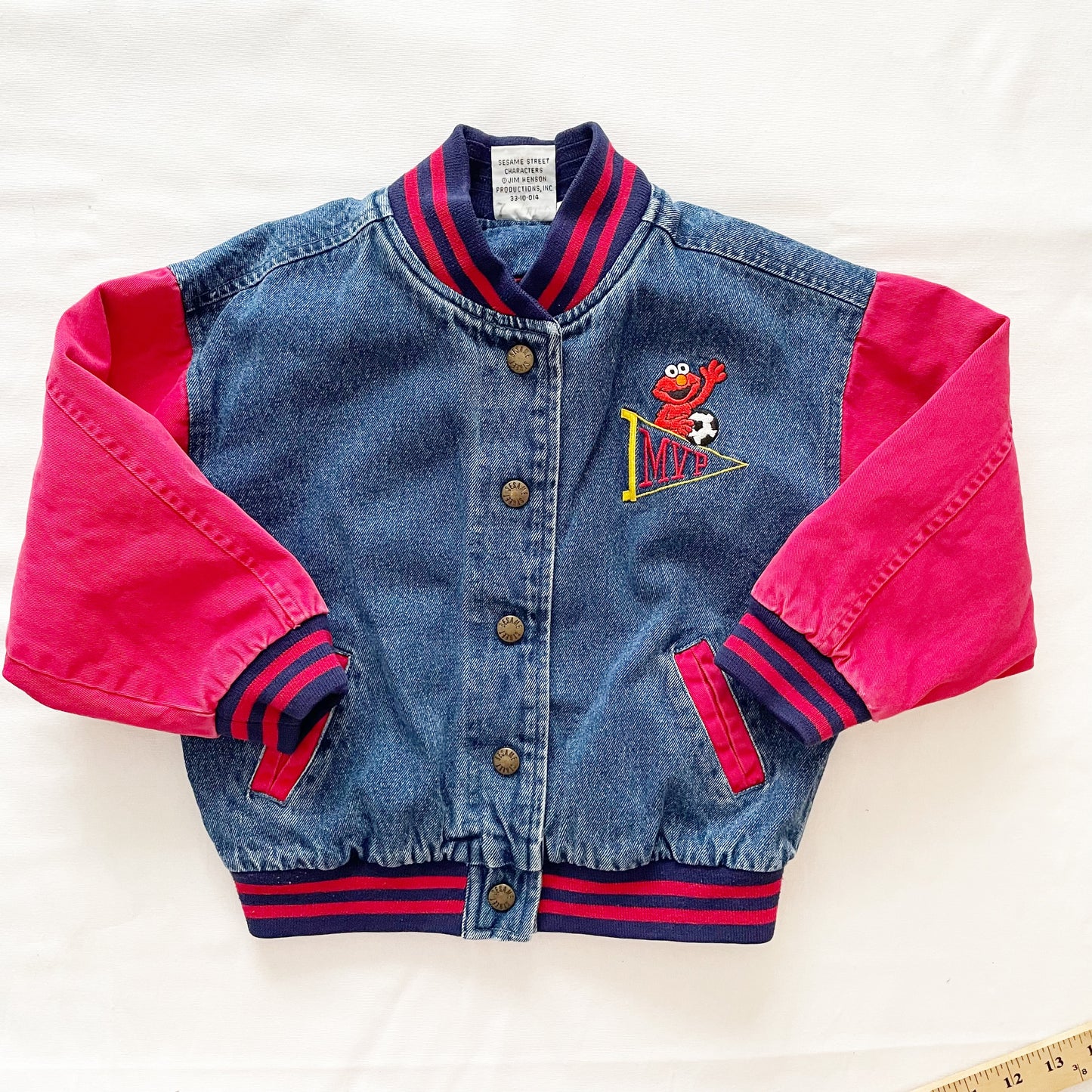 Sesame Street Elmo Varsity Jacket - Yellow Clover Vintage Kids Clothes