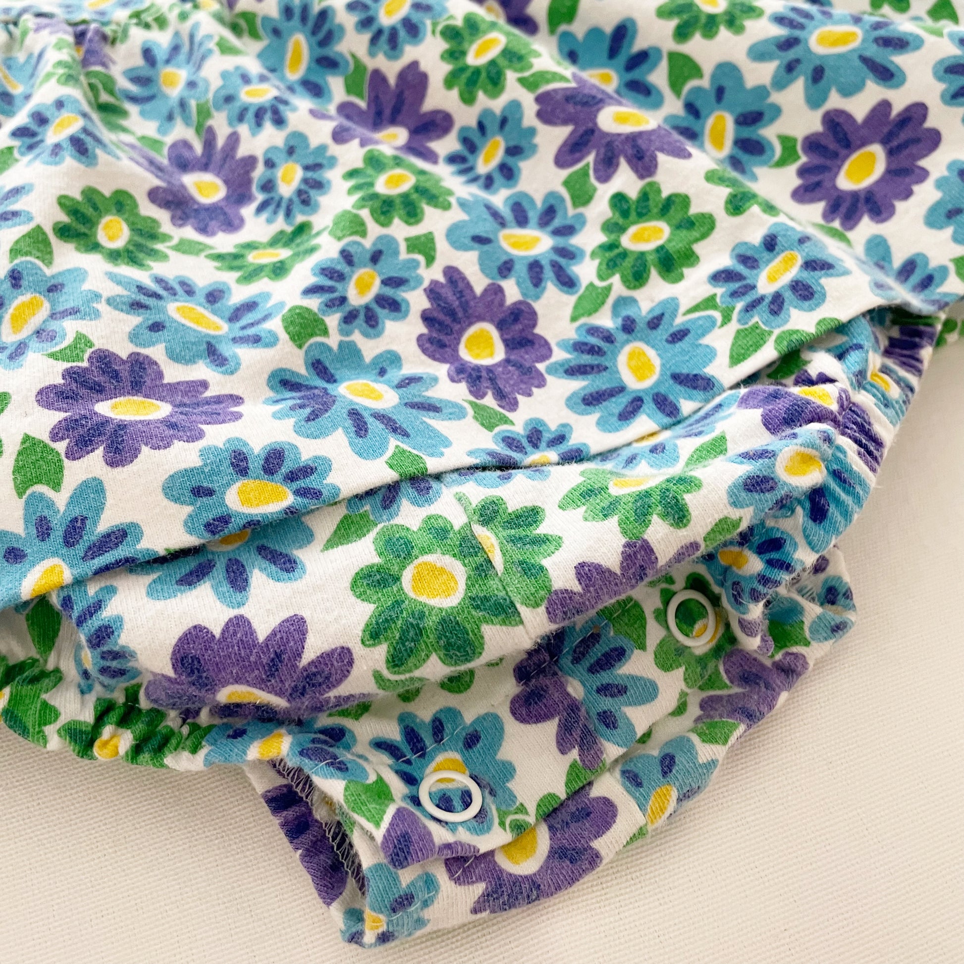 Baby B’gosh Daisy Floral Skirted Bubble Romper - Yellow Clover Vintage Kids Clothes