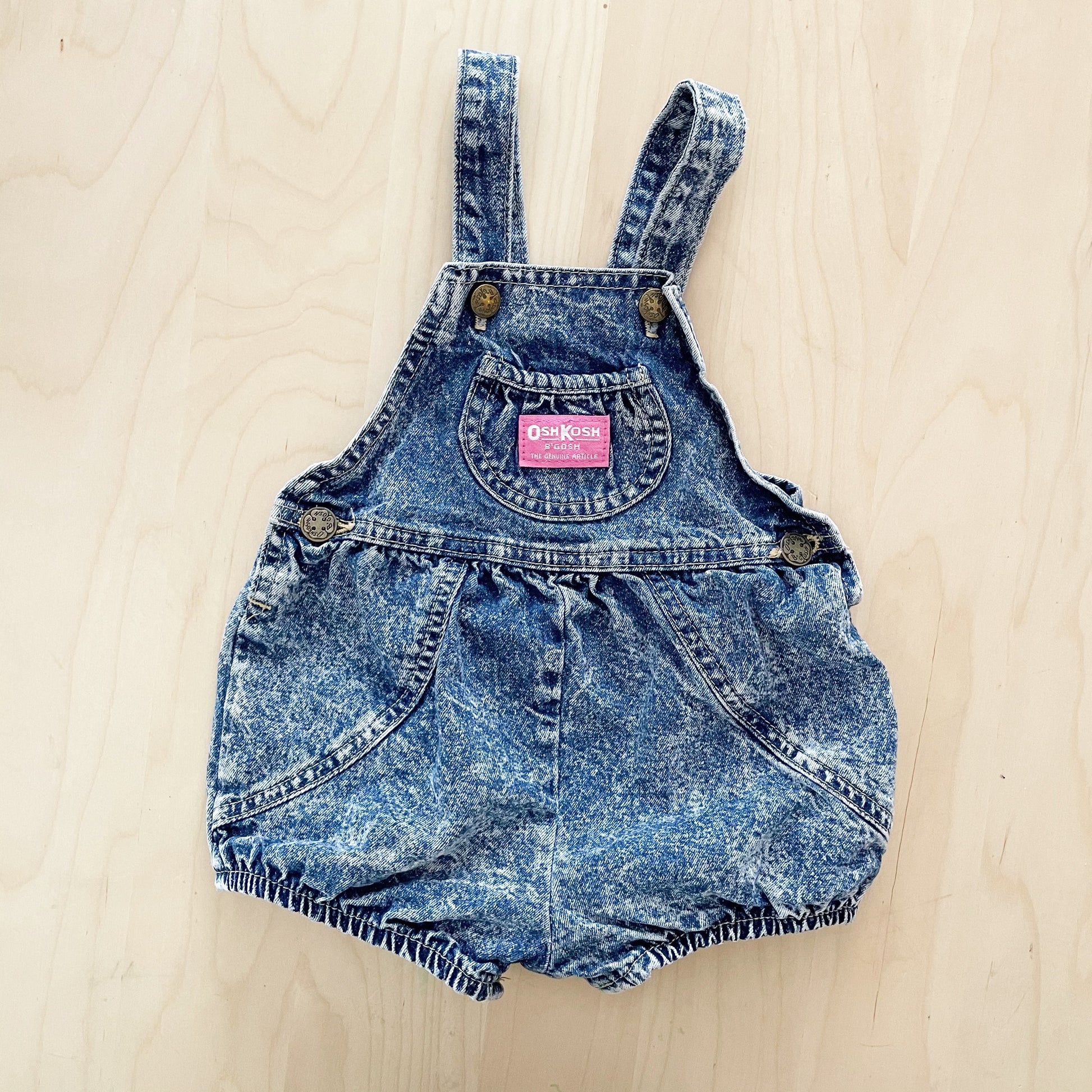 Vintage OshKosh Acid Wash Toddler Bubble Overalls Romper