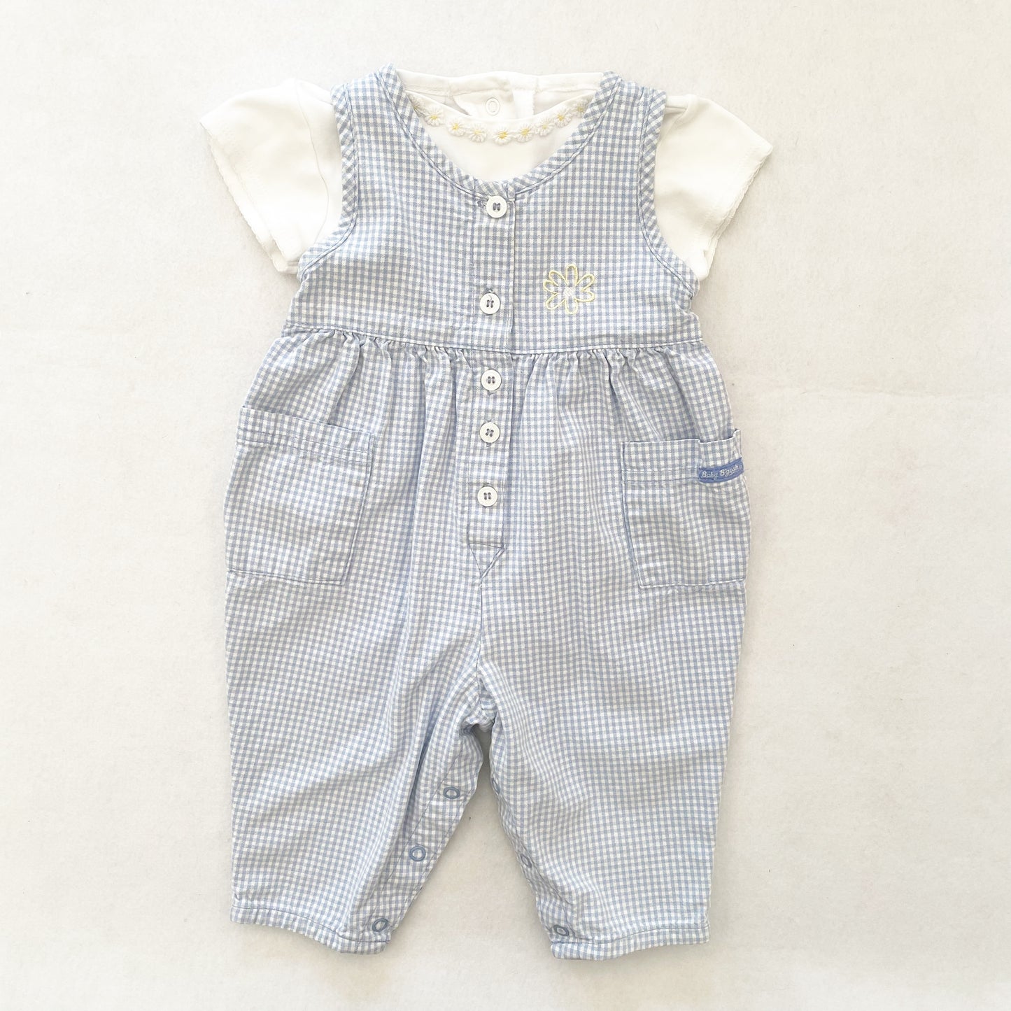 Baby B’gosh Gingham Romper Set - Yellow Clover Vintage Kids Clothes