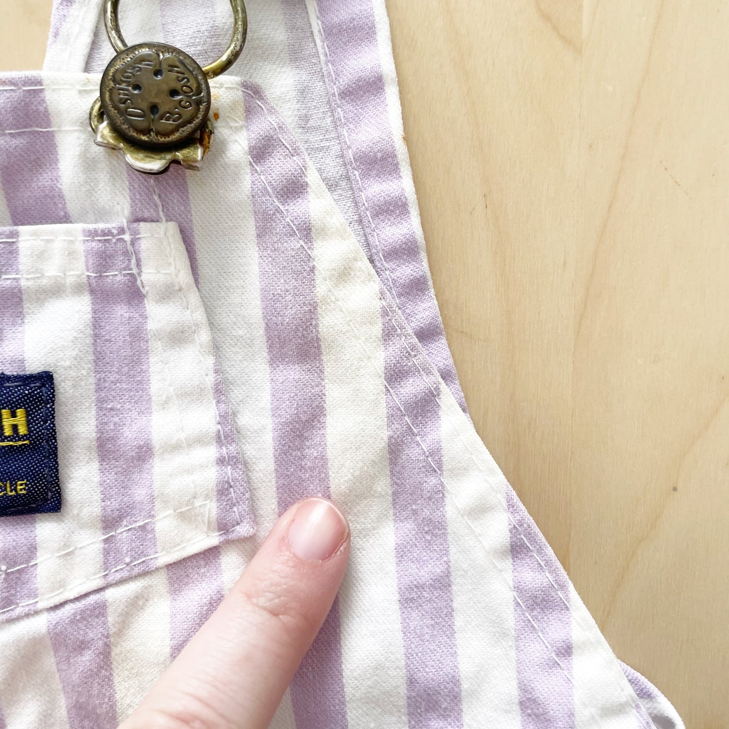 OshKosh Lavendar Stripe Shortalls - Yellow Clover Vintage Kids Clothes