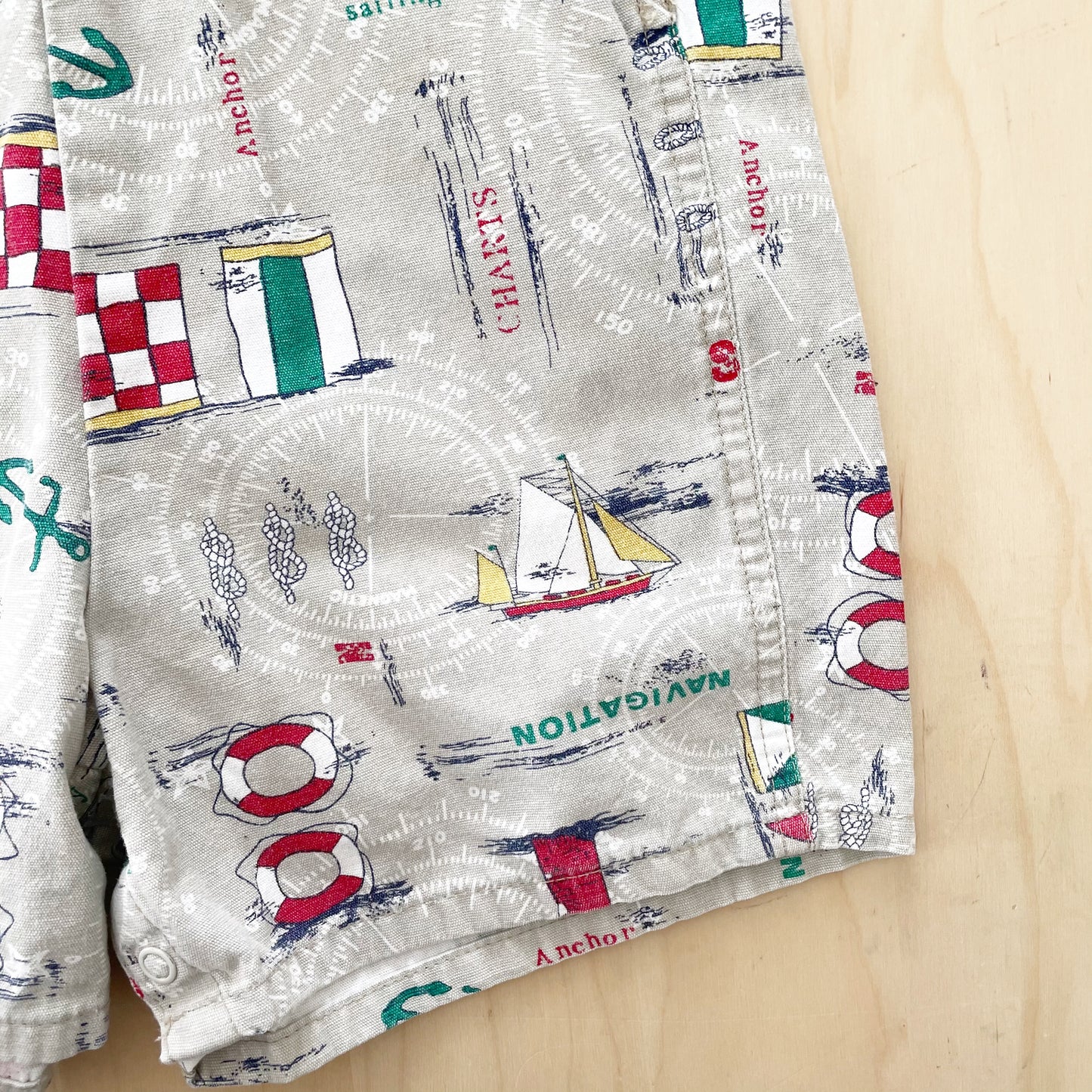OshKosh Neutral Nautical Shortalls - Yellow Clover Vintage Kids Clothes